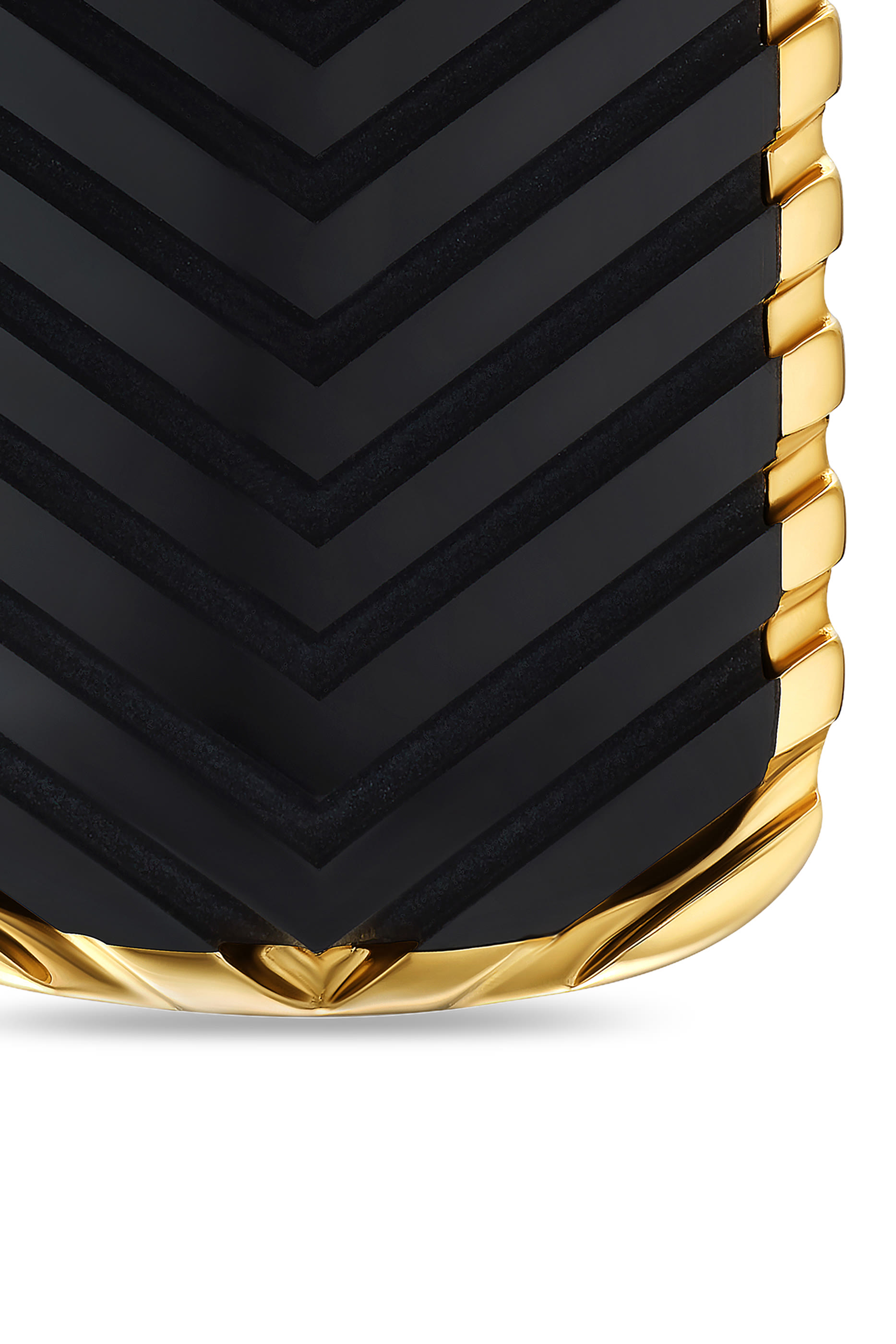 Chevron Tag, 18k Yellow Gold & Onyx