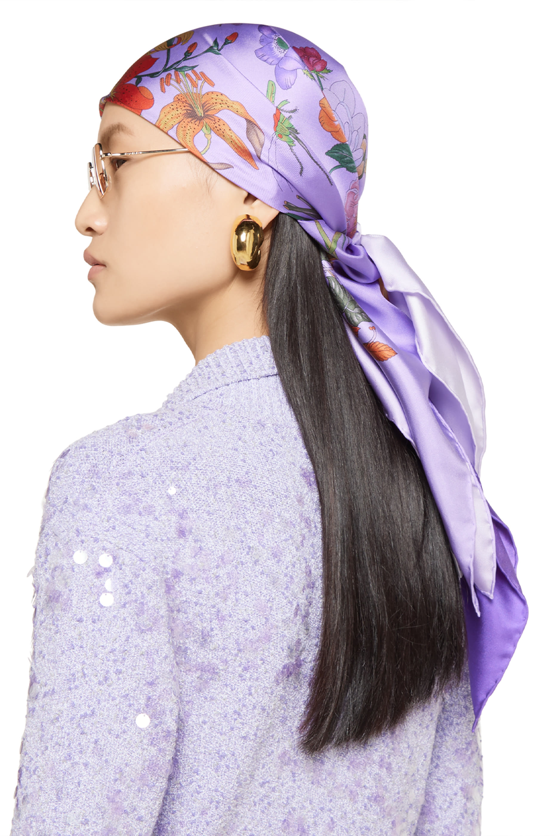 Printed Flora Silk Twill Carr&eacute;