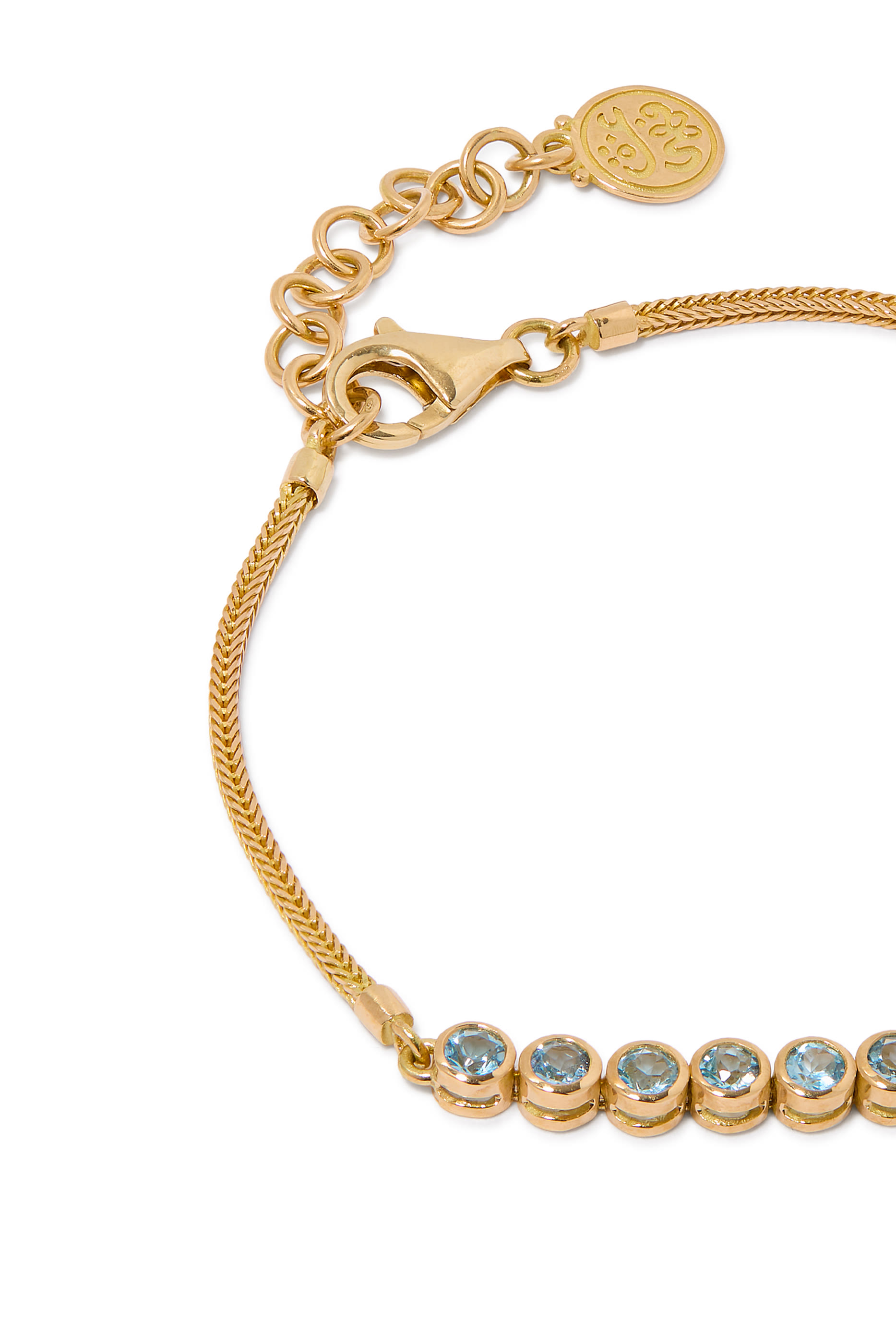 Kufic Script Bracelet,  18K Yellow Gold & Topaz