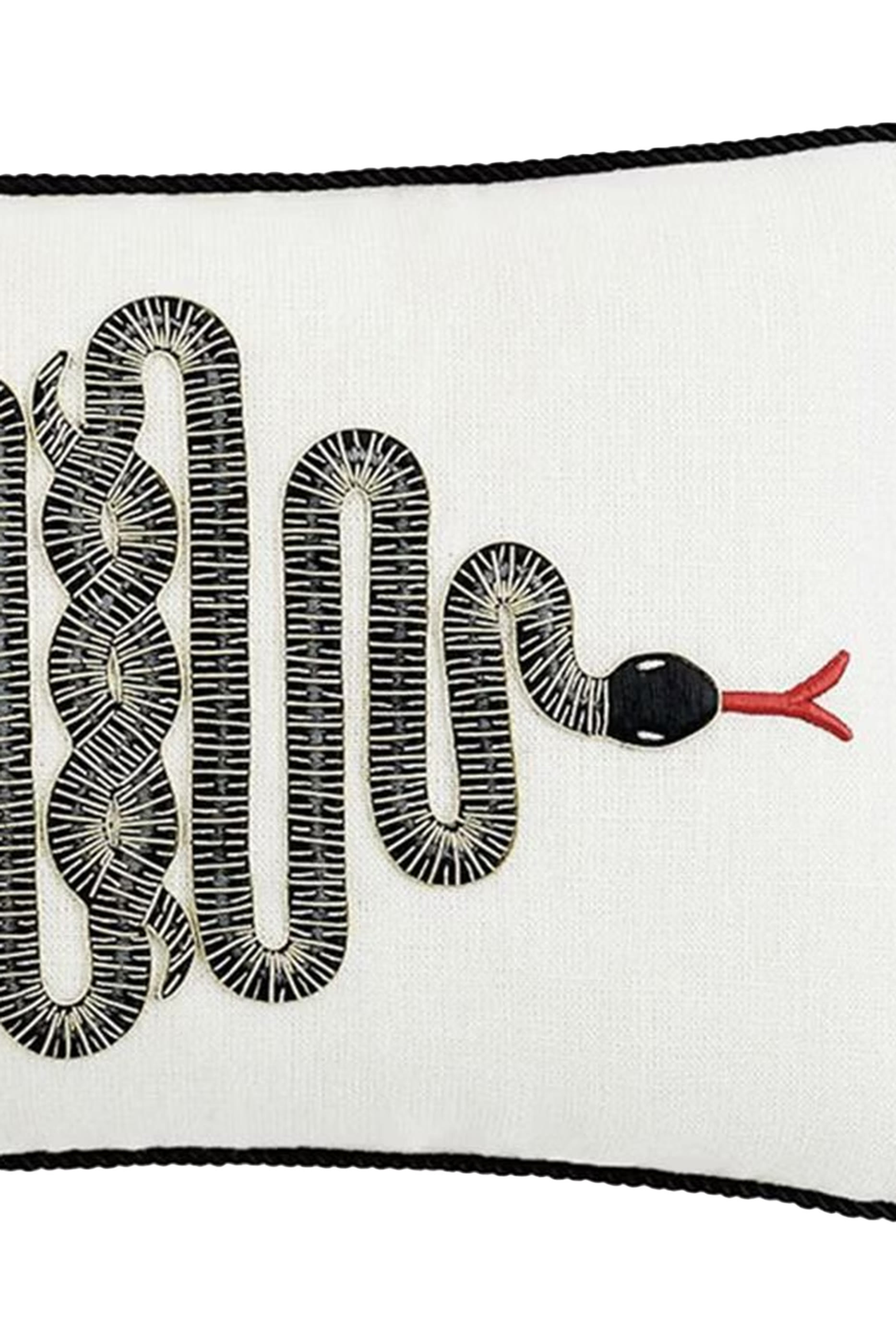 Snake Embroidered Pillow