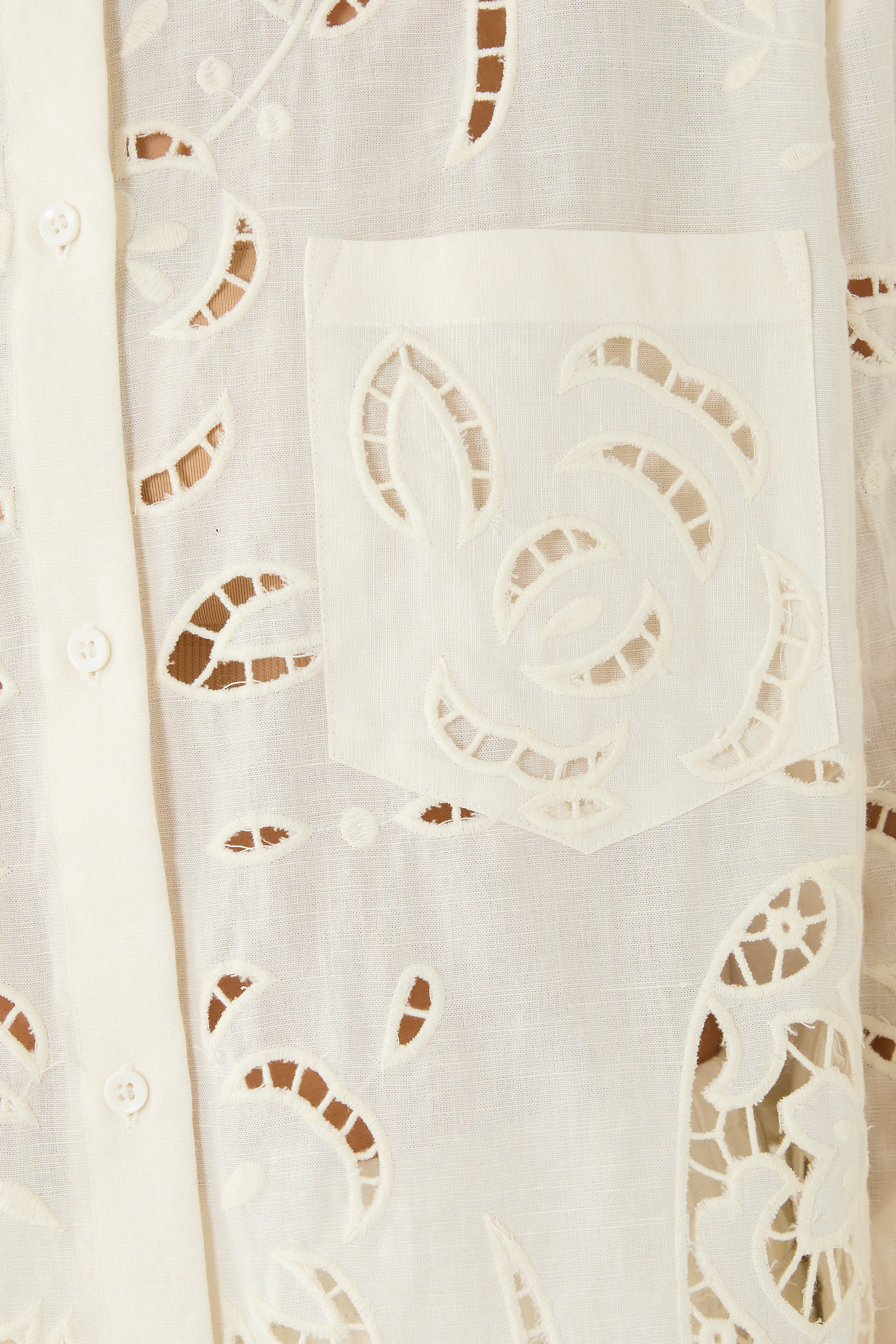 Finely Eyelet Oversized Button-Down Shirt