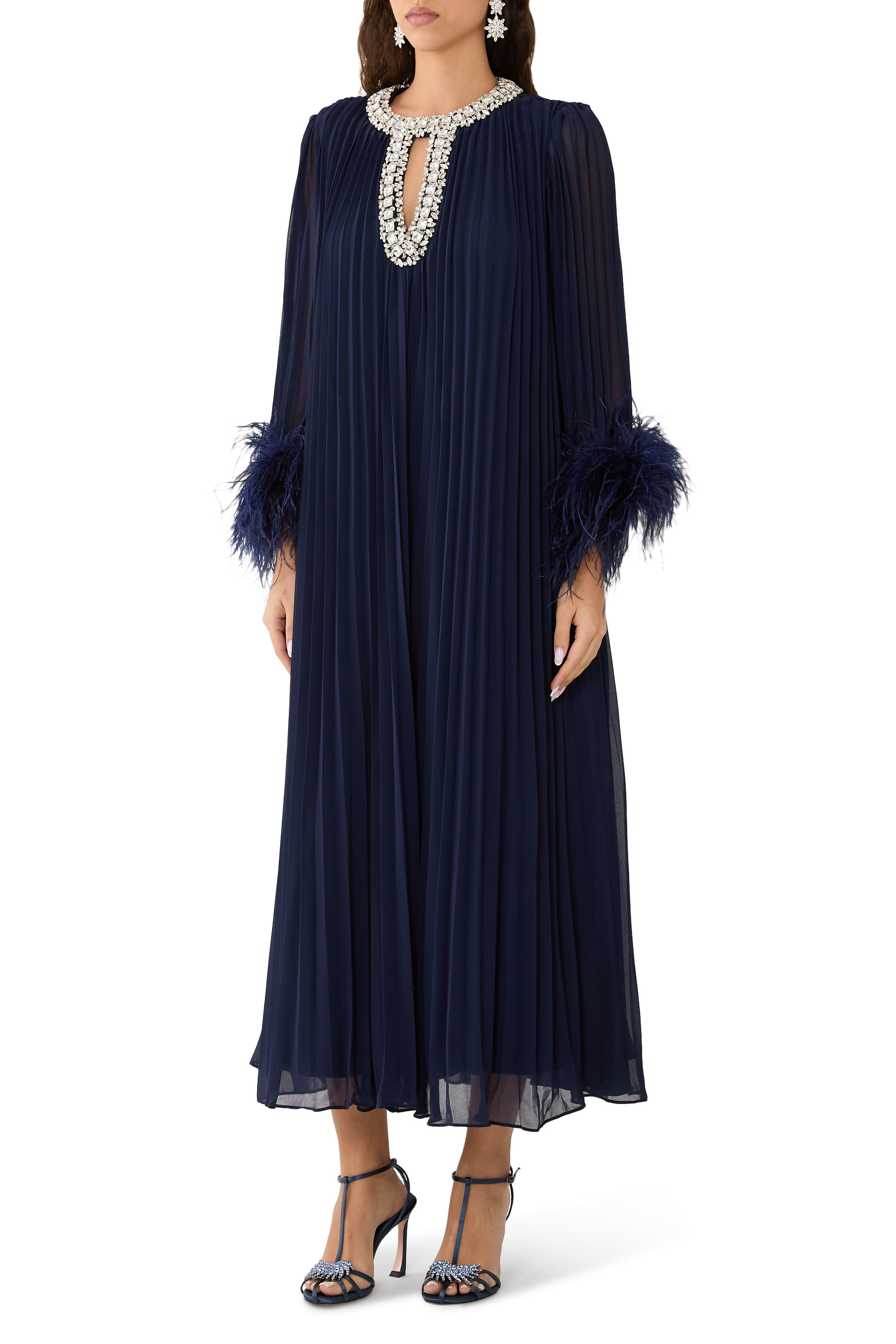 Chiffon Feather Midi Dress