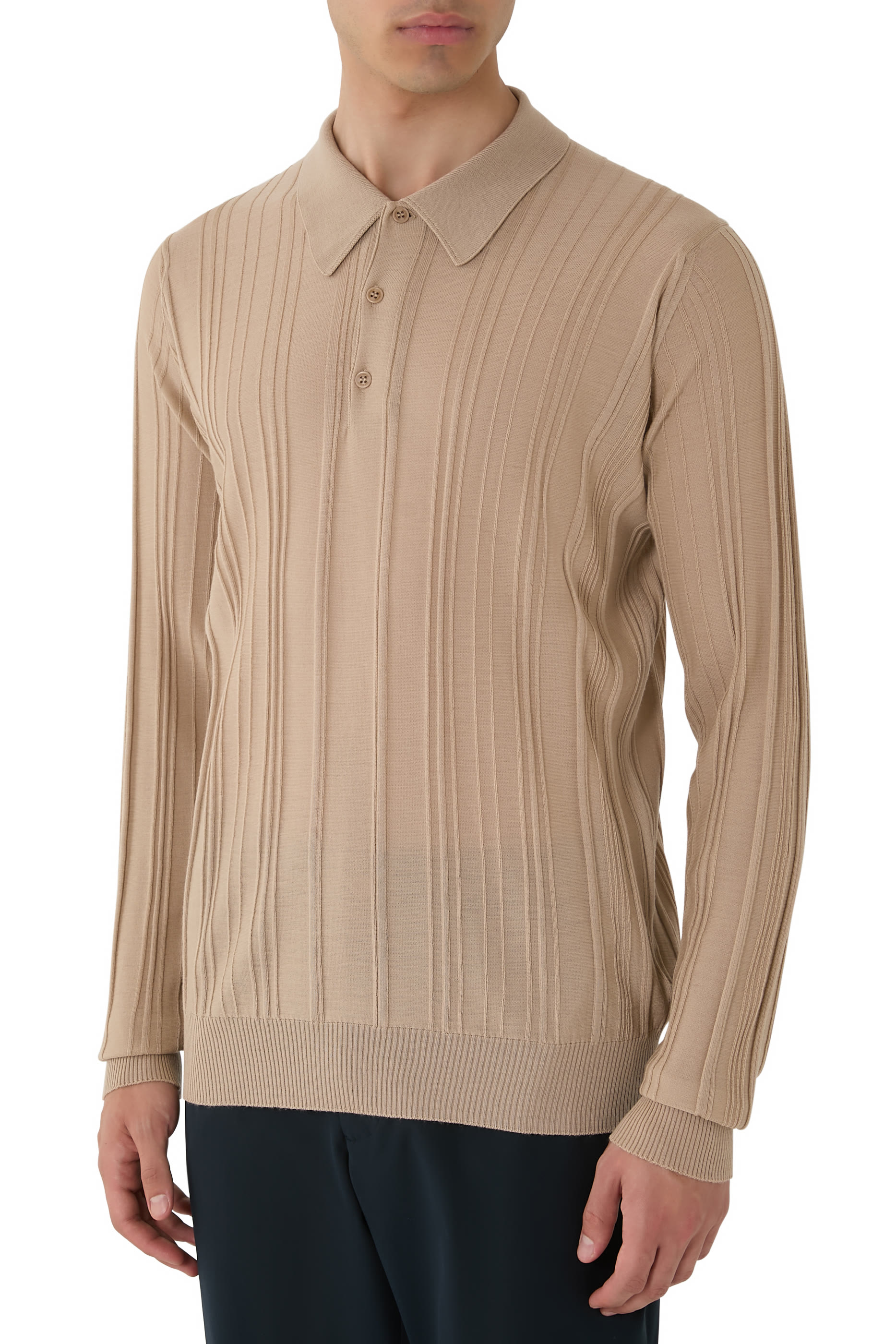  Flinn Ribbed Wool Polo Shirt