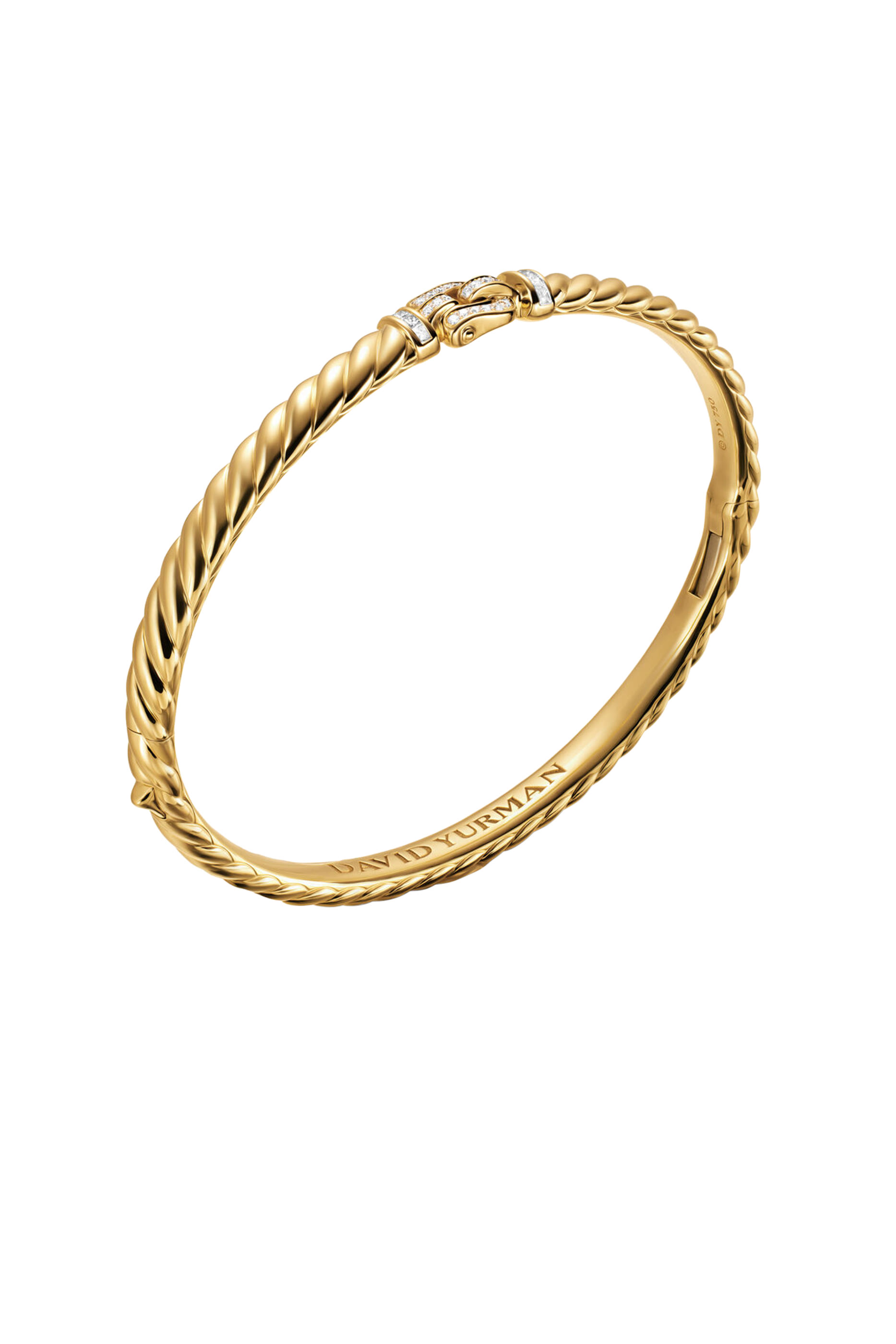 Sculpted Cable Buckle Bracelet, 18K Yellow Gold & Diamonds