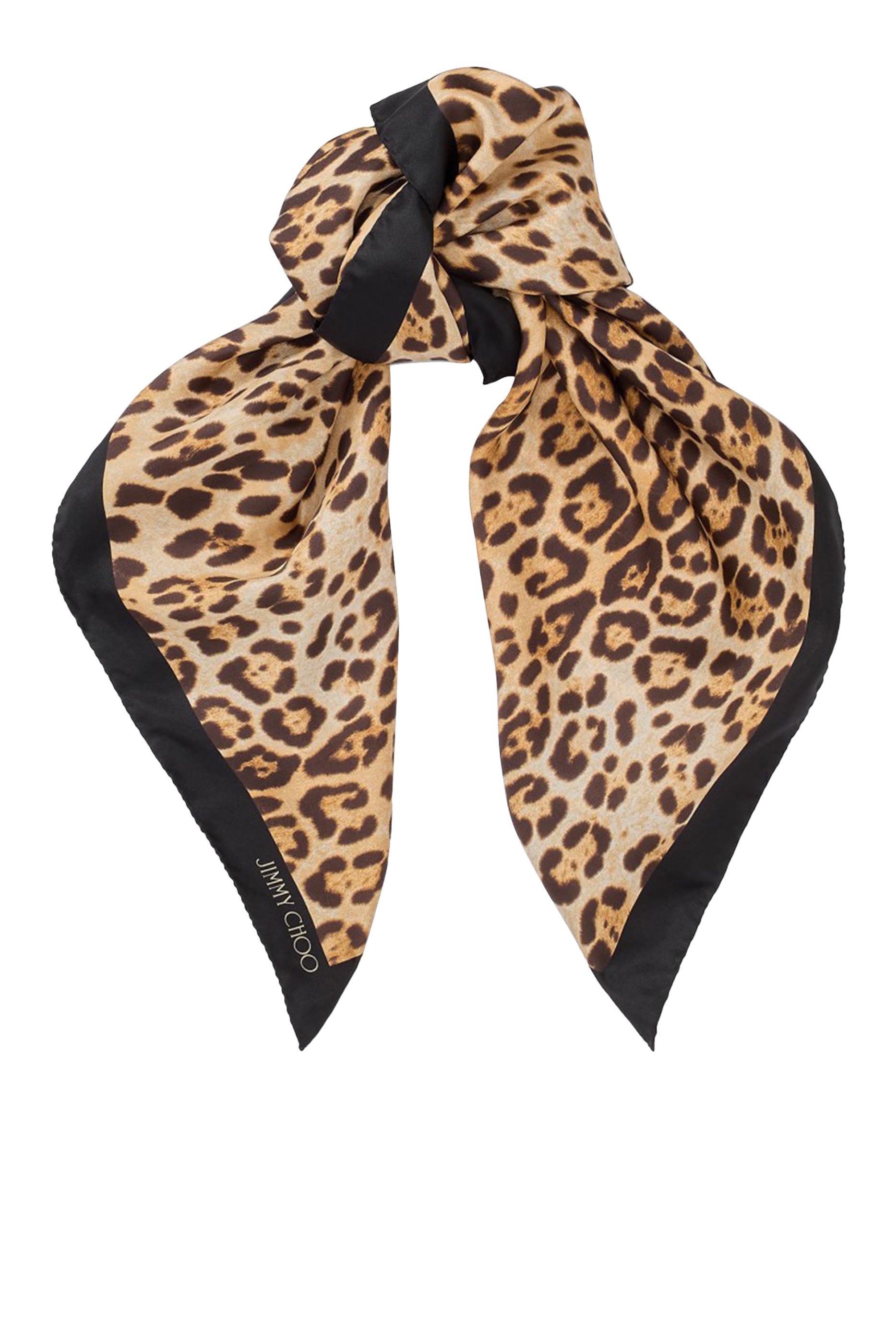 Natural Leopard Print Silk Foulard 