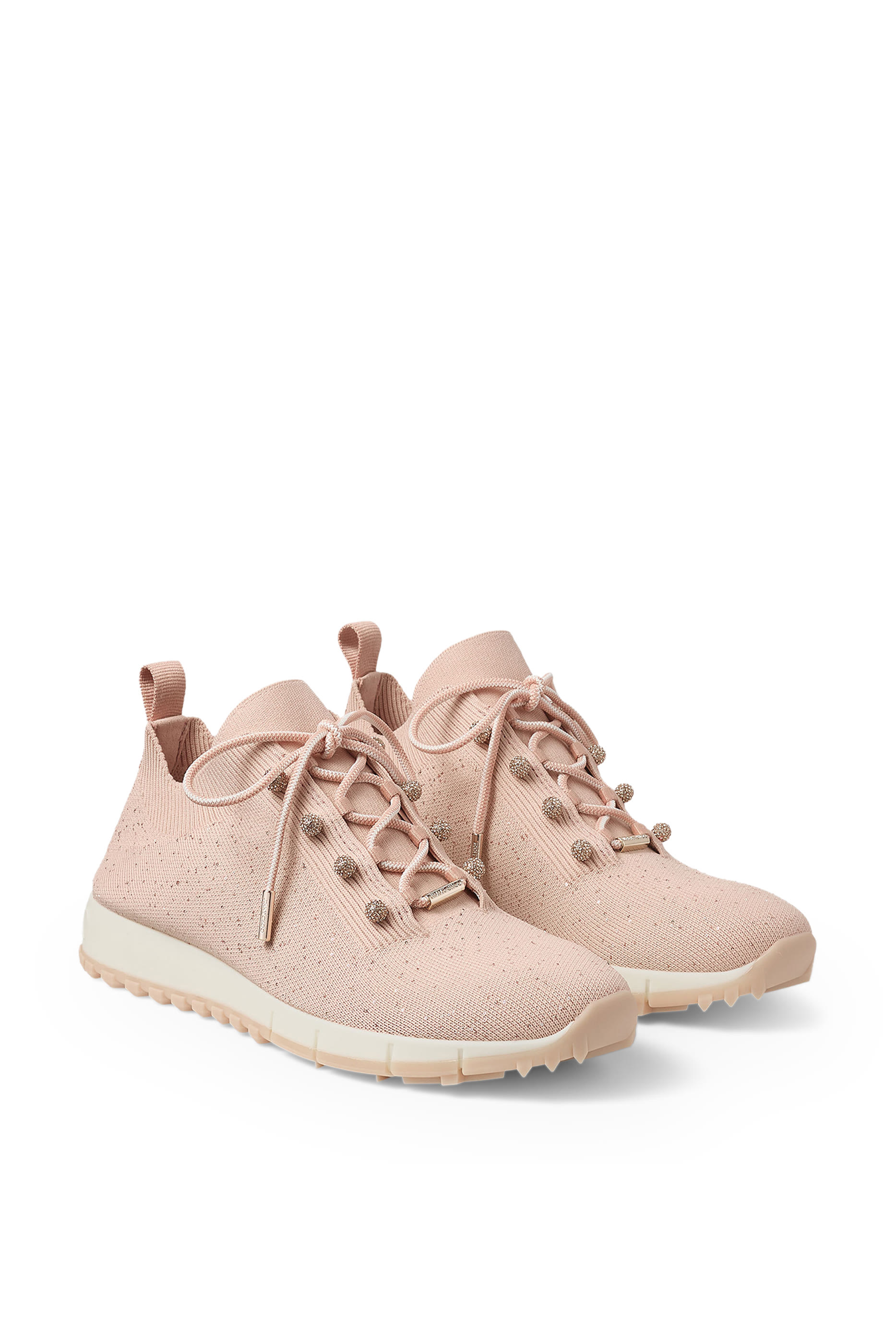 Veles Crochet Knit Low-Top Trainers with Pearls