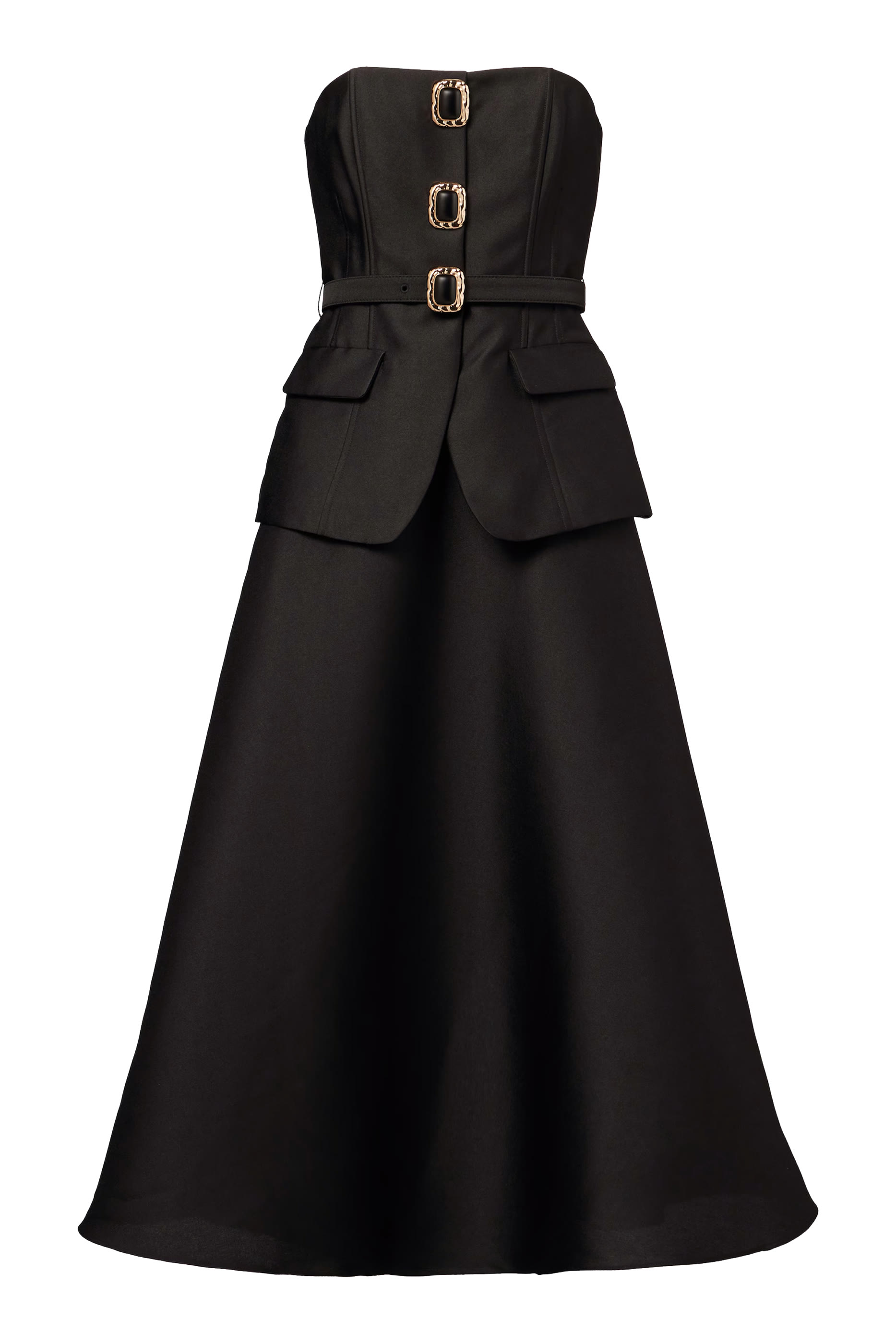 Taffeta Bandeau Midi Dress