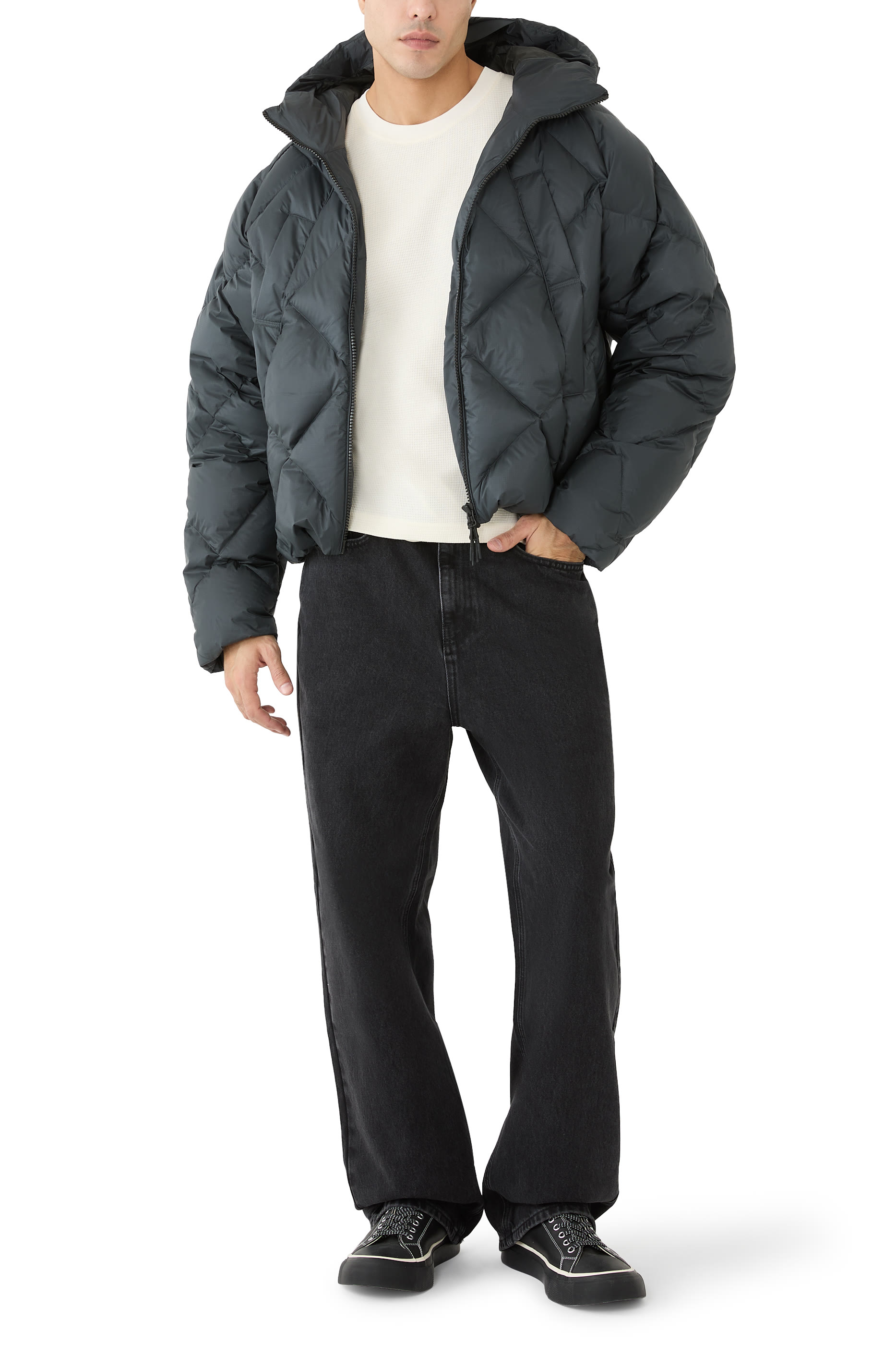 Diamond-Quilted Down Puffer Jacket