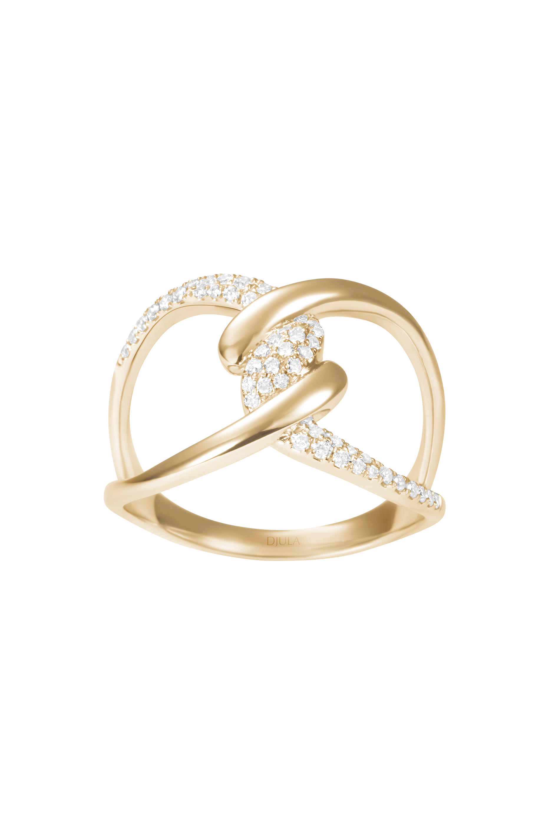  Barbel&eacute; Twist Pav&eacute; Ring,  18K Yellow Gold & Diamonds