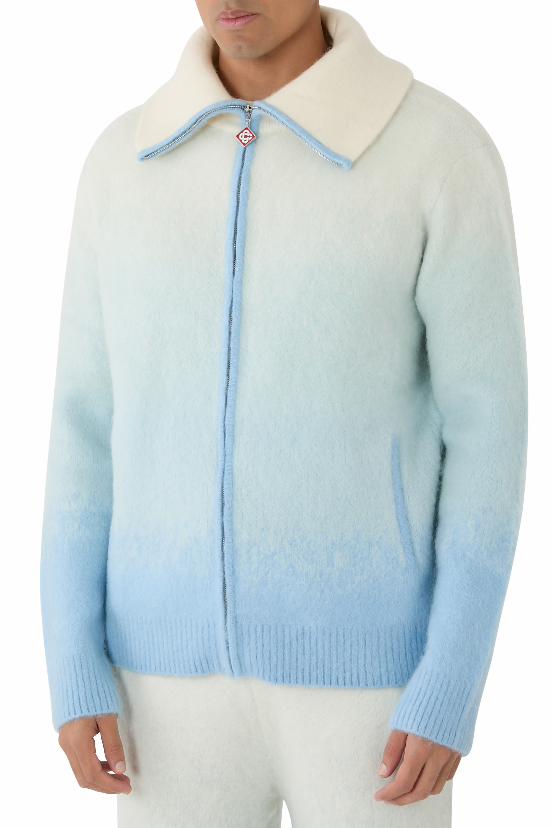 Fluffy Gradient Mohair Zip Jacket 