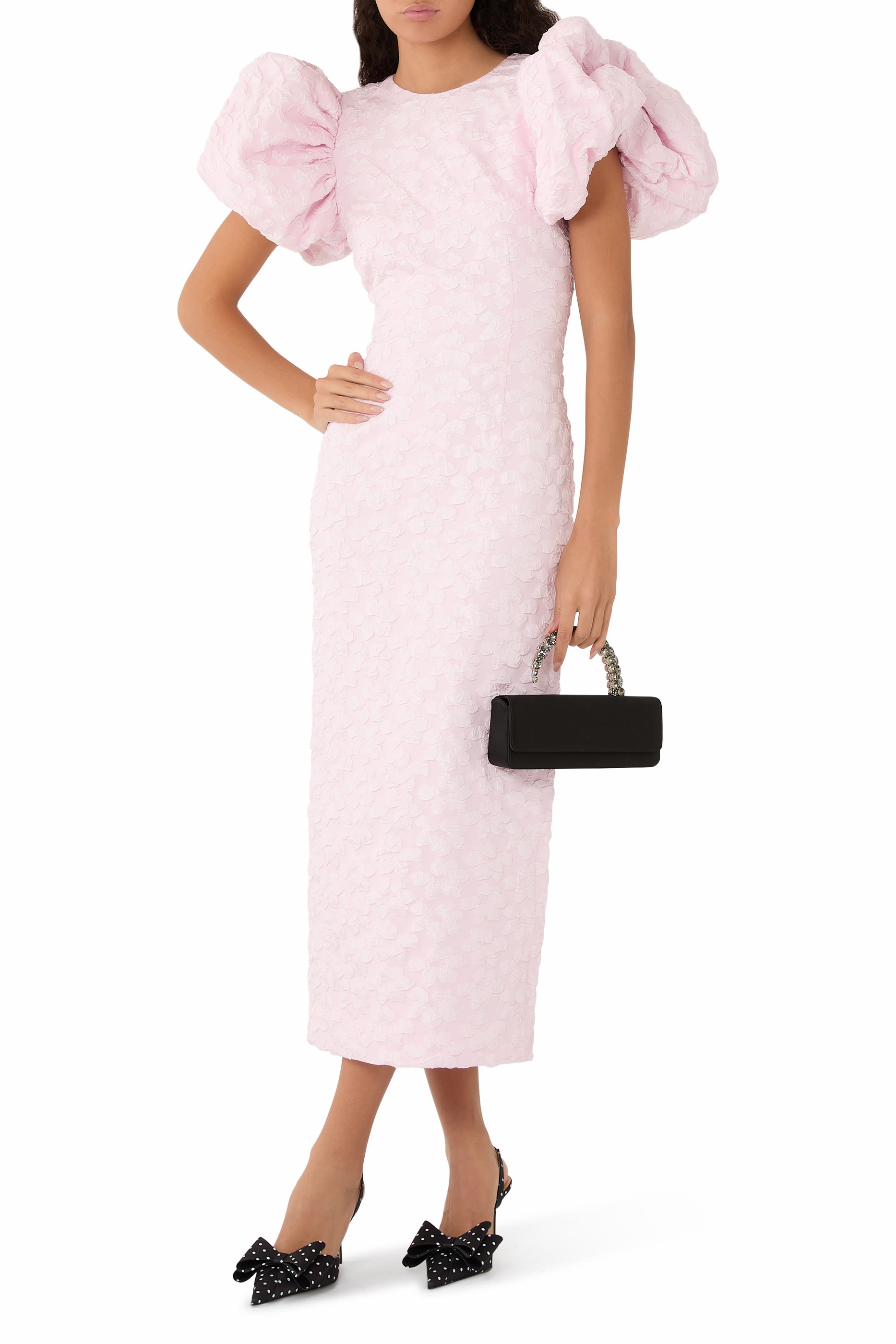 Jacquard Midi Puffy Dress