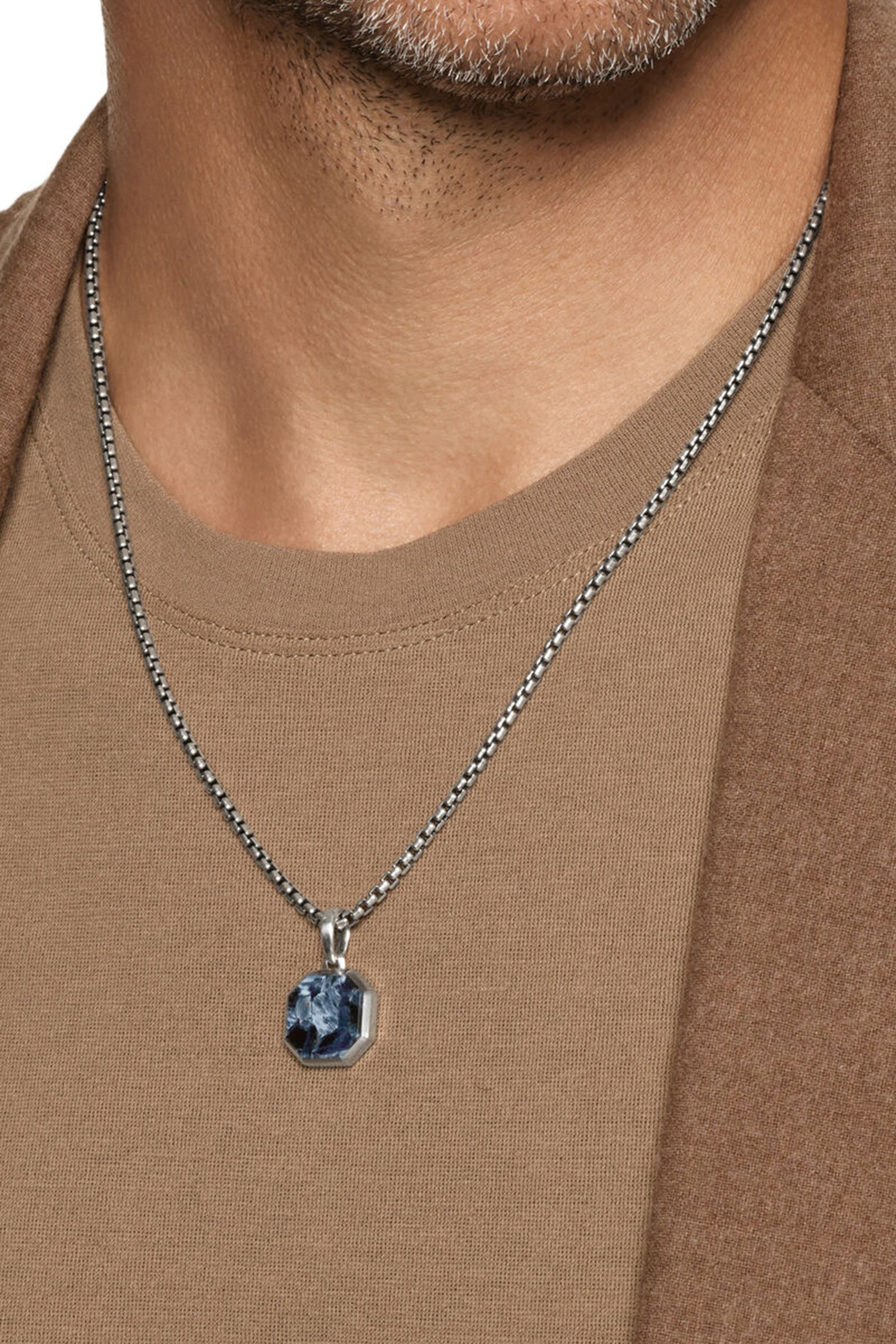 Faceted Stone Amulet, Sterling Silver & Pietersite