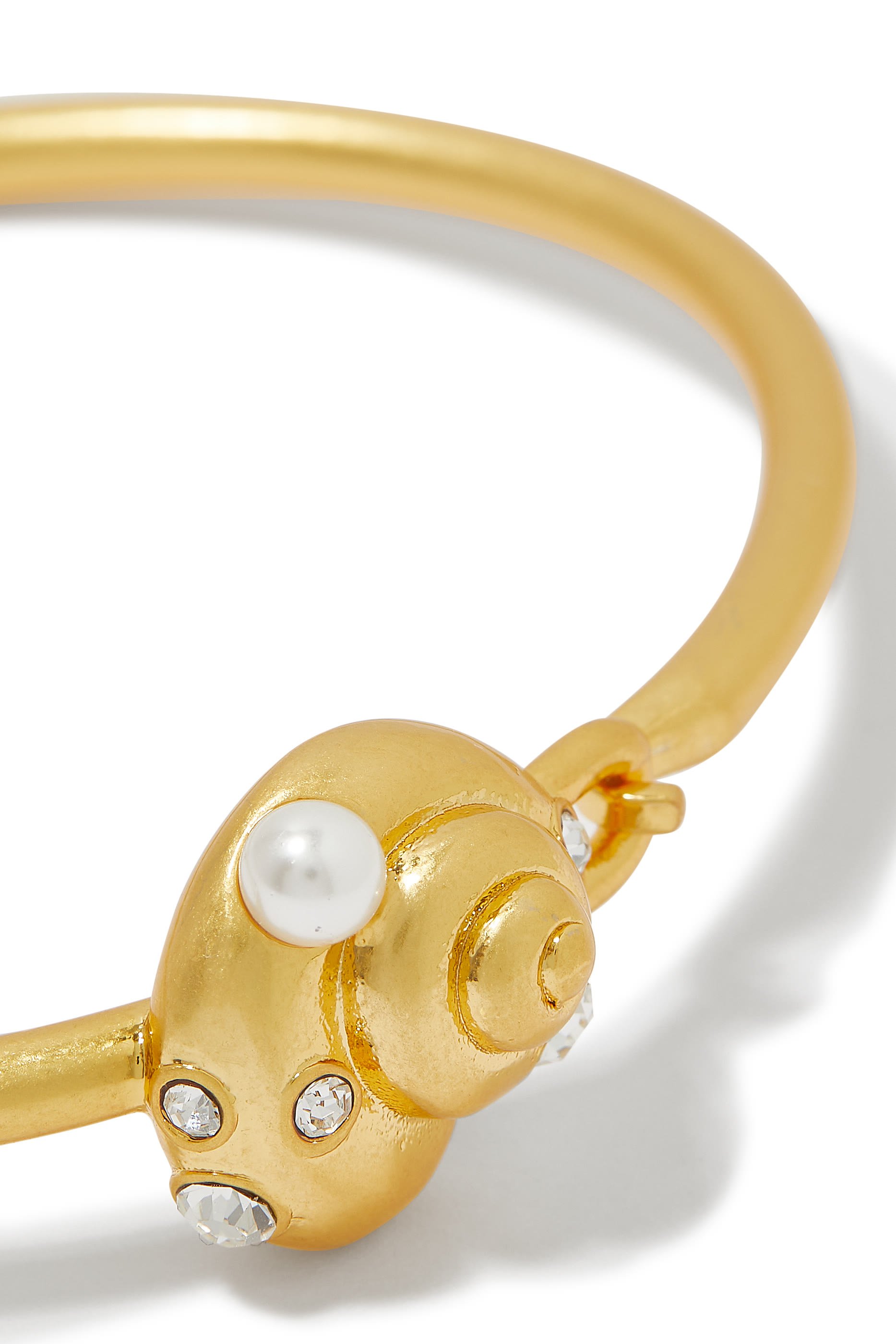 Beachside Bangle, Plated Metal & Cubic Zirconia, Glass Stone, Glass Pearl