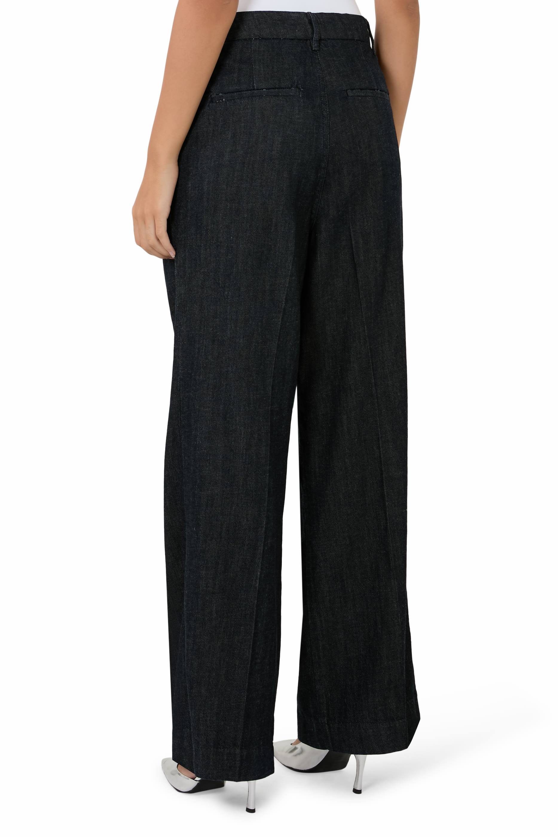 Pleated High Waisted Wide Leg Trouser