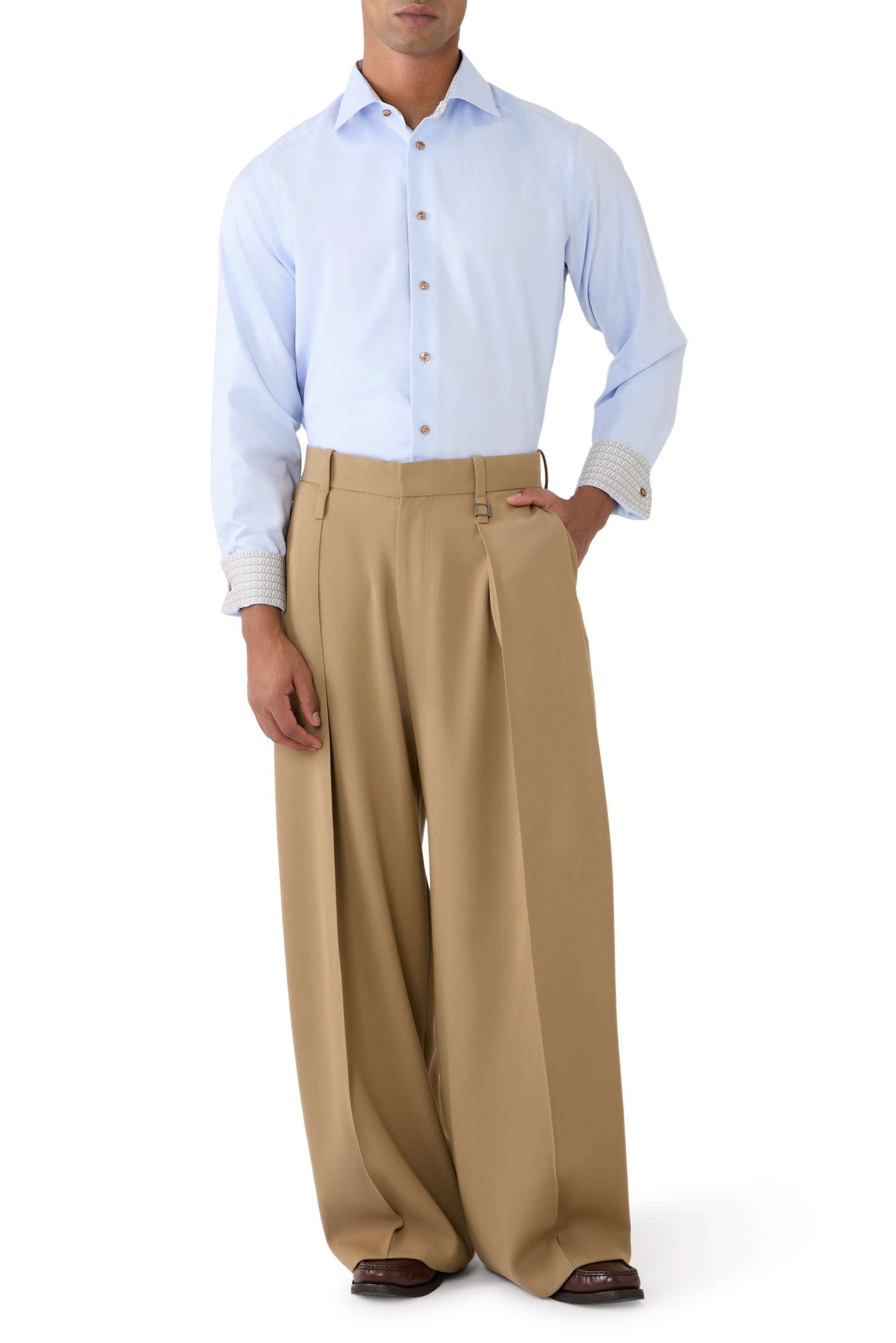 Geometric Effect Textured Twill Shirt