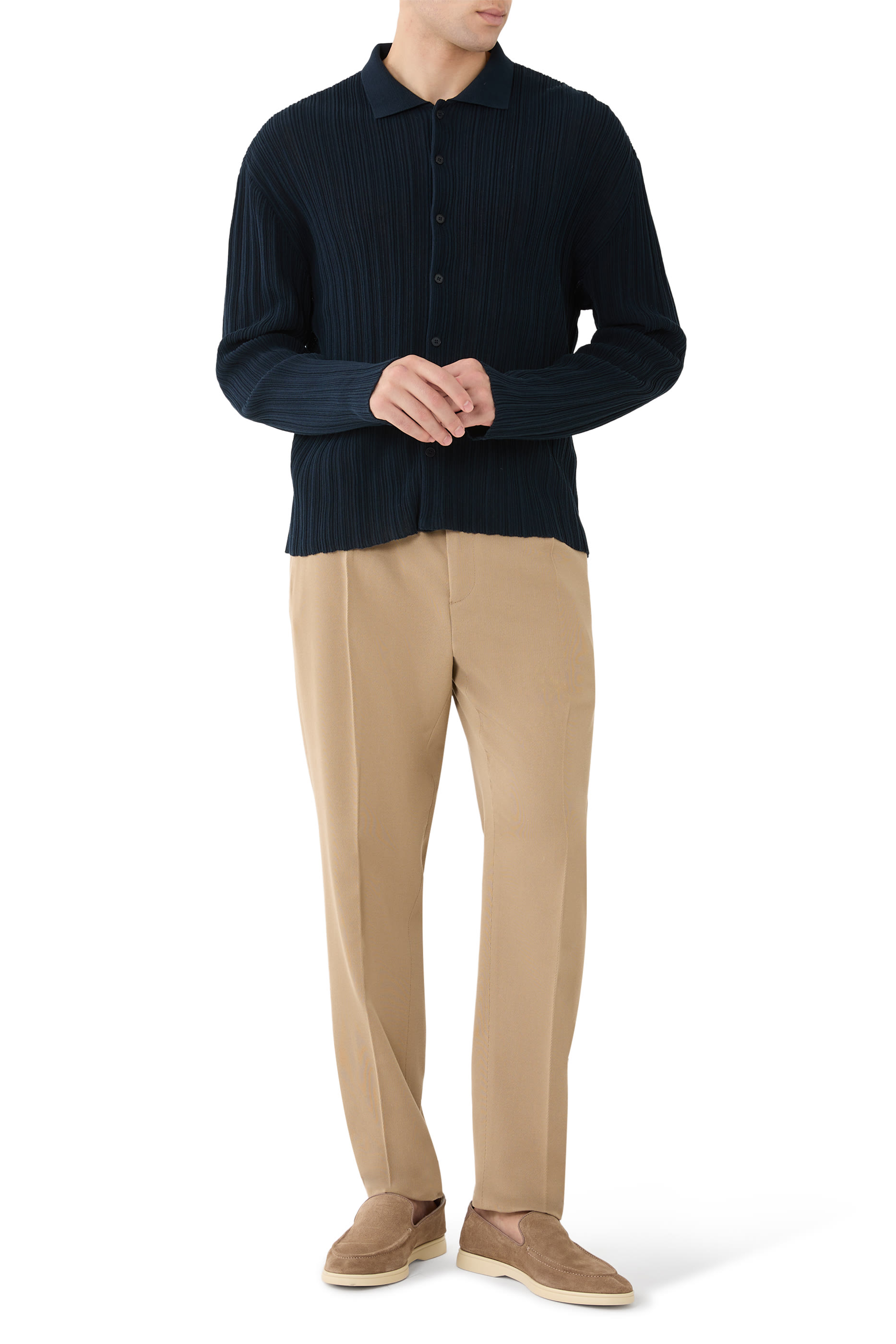 Rib-Knit Cotton-Blend Cardigan