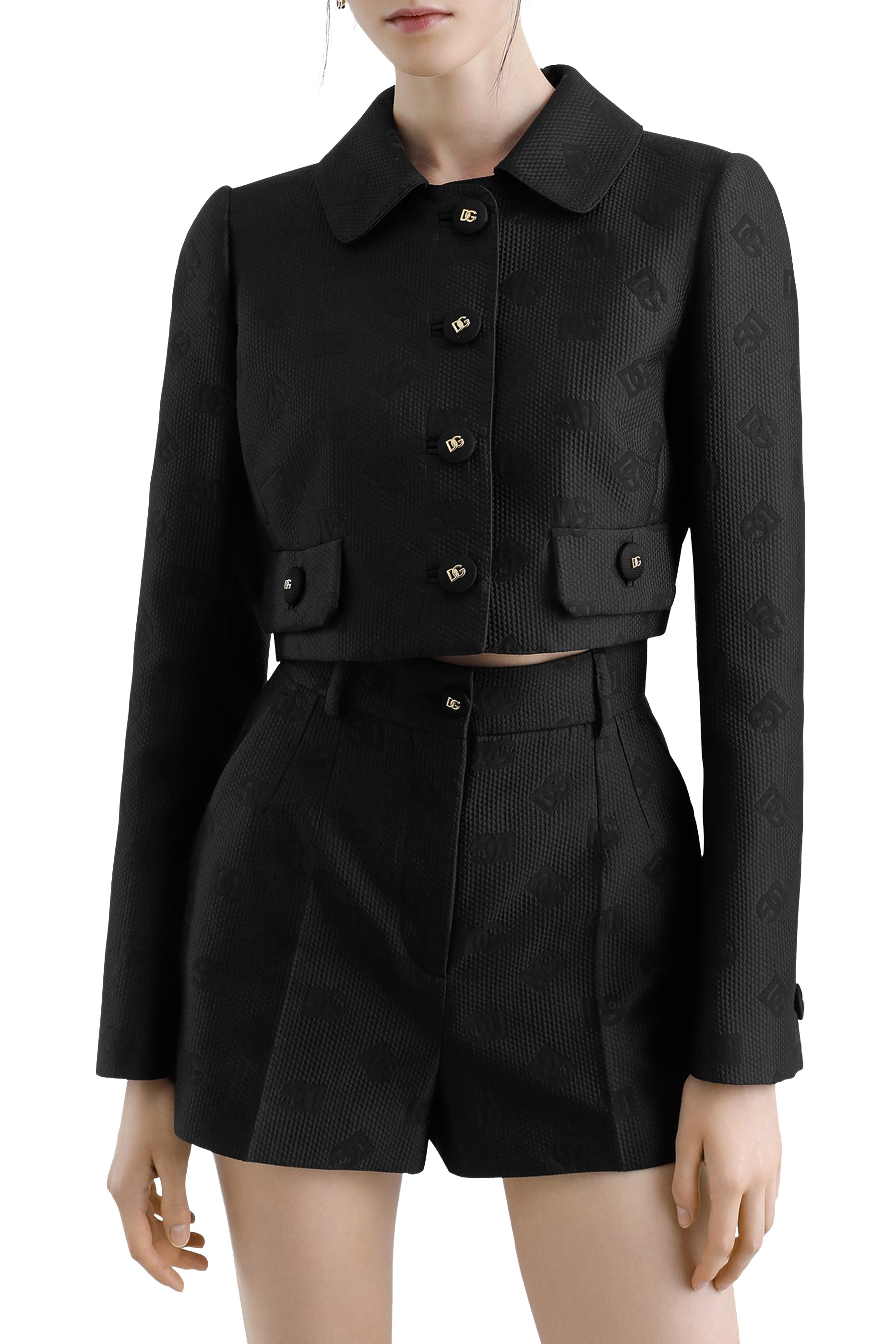 Short Jacquard Jacket with All-Over DG Logo