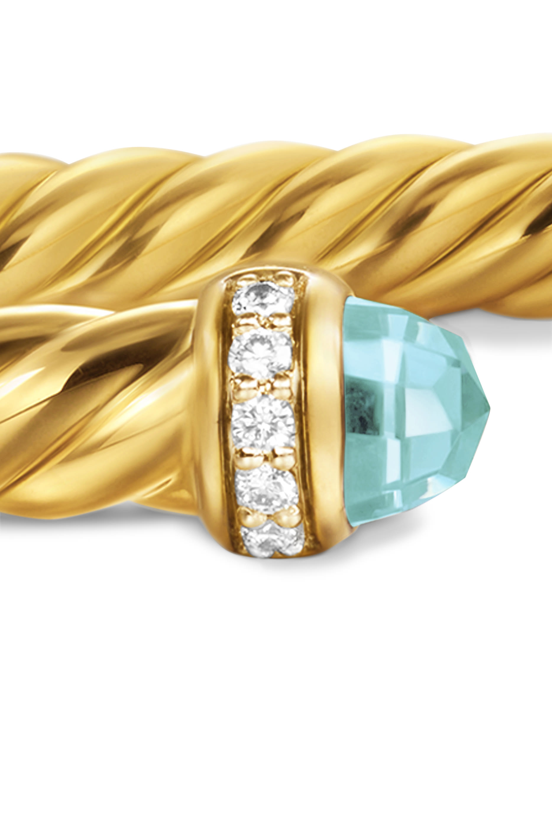 Cablespira&reg; Flex Bracelet, 18k Yellow Gold with Aquamarine & Diamonds