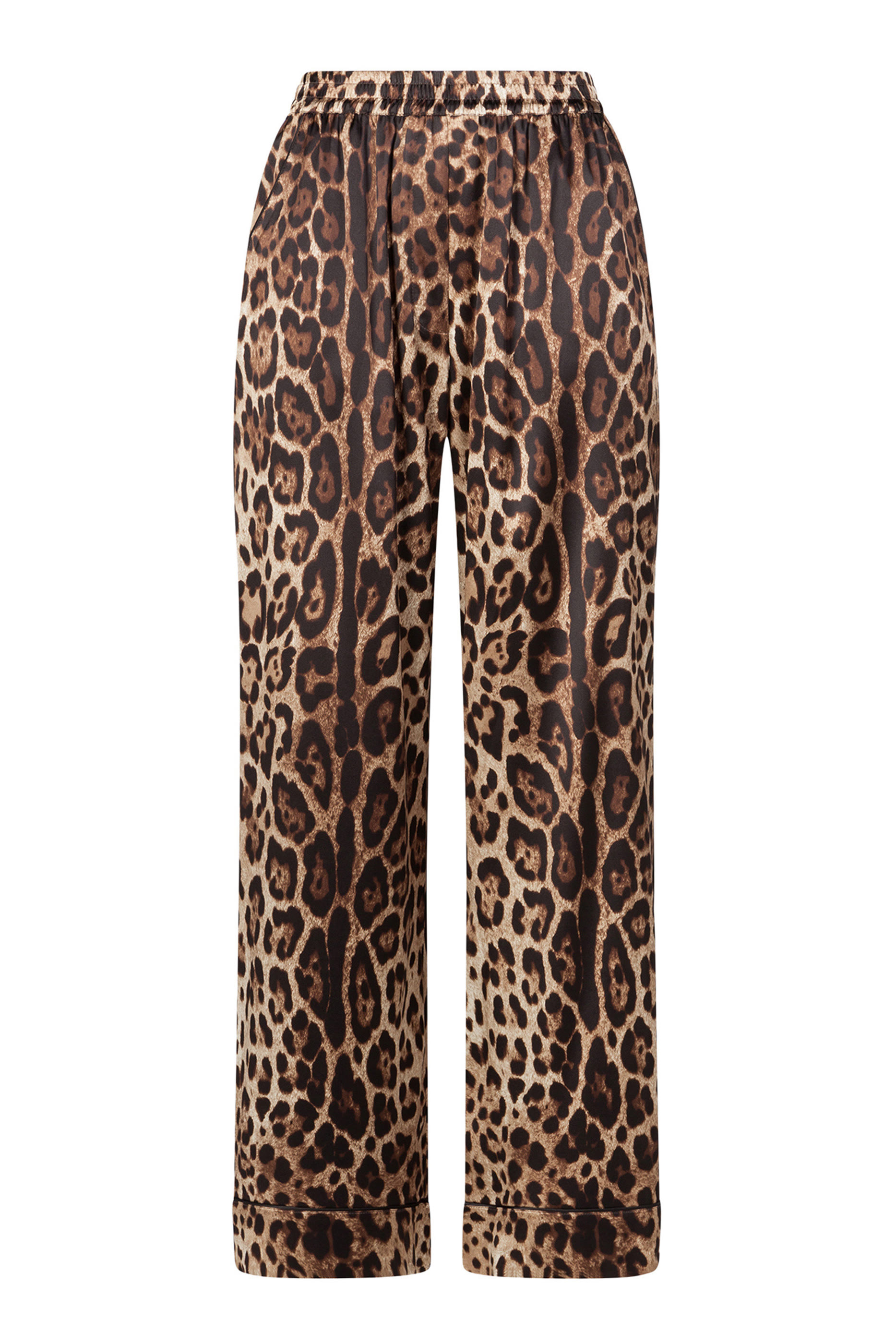 Leopard-Print Satin Pajama Pants