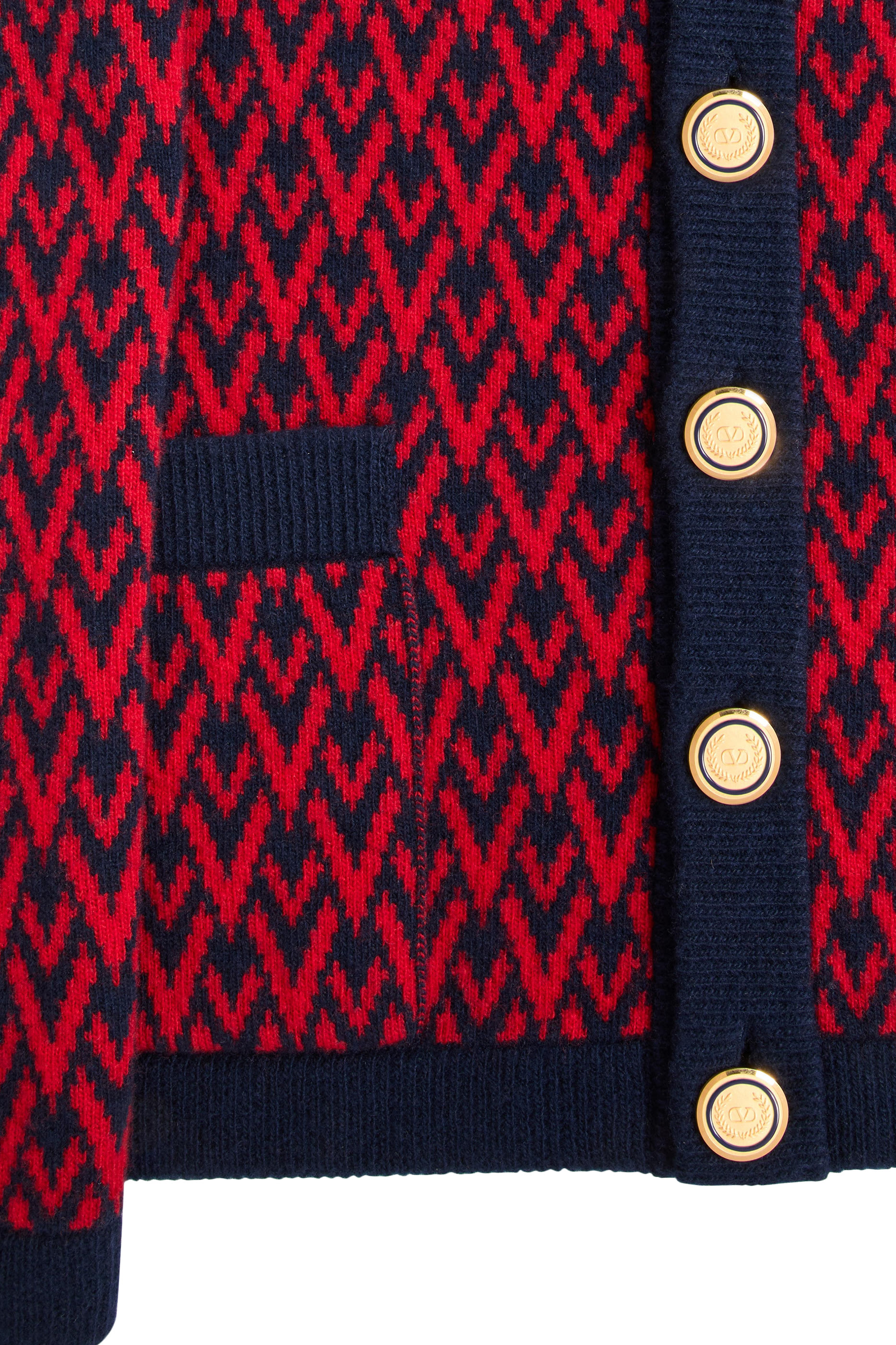 Wool Cardigan with Toute La V Pattern