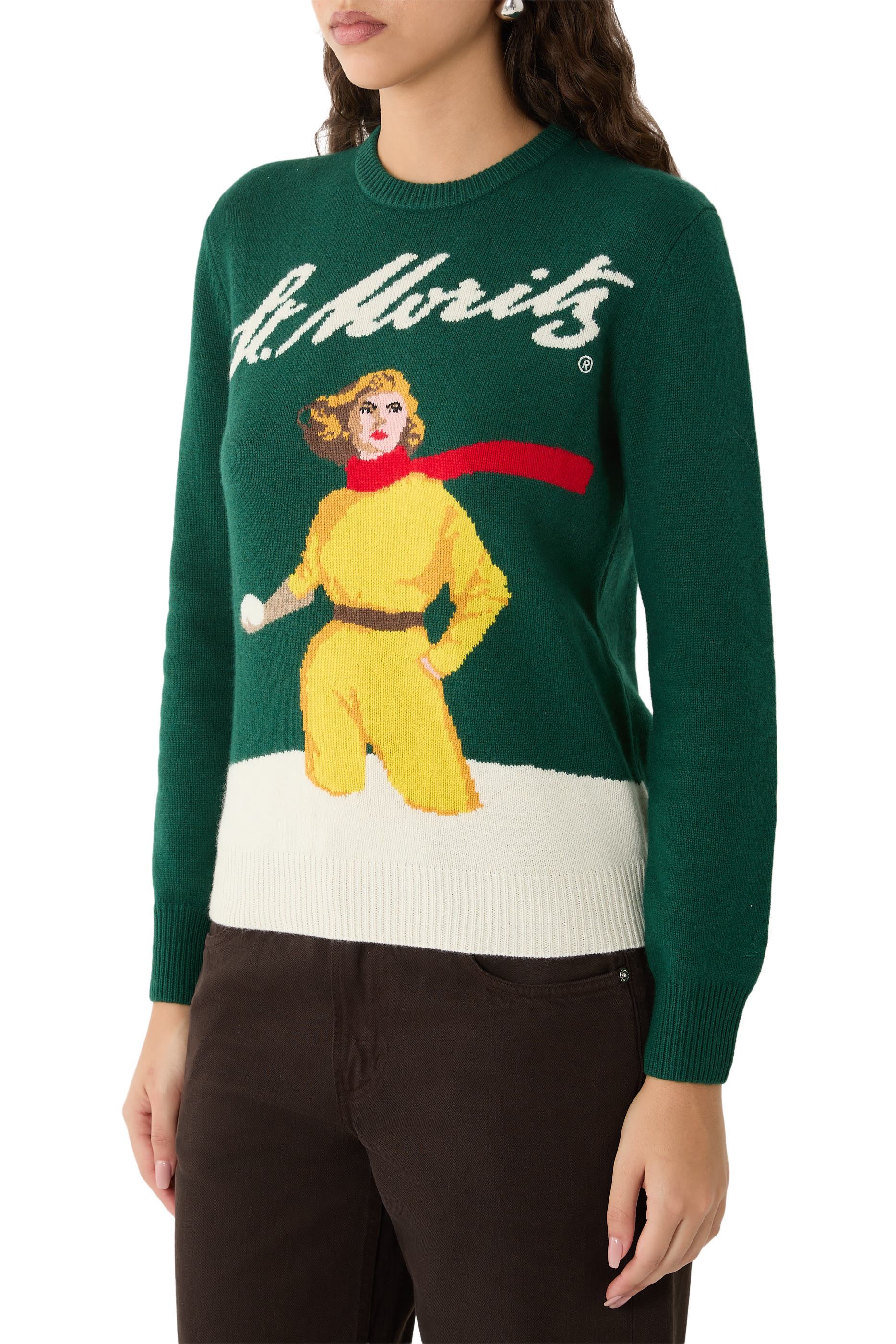 Queen Cashmere-Blend Sweater with St. Moritz Postcard