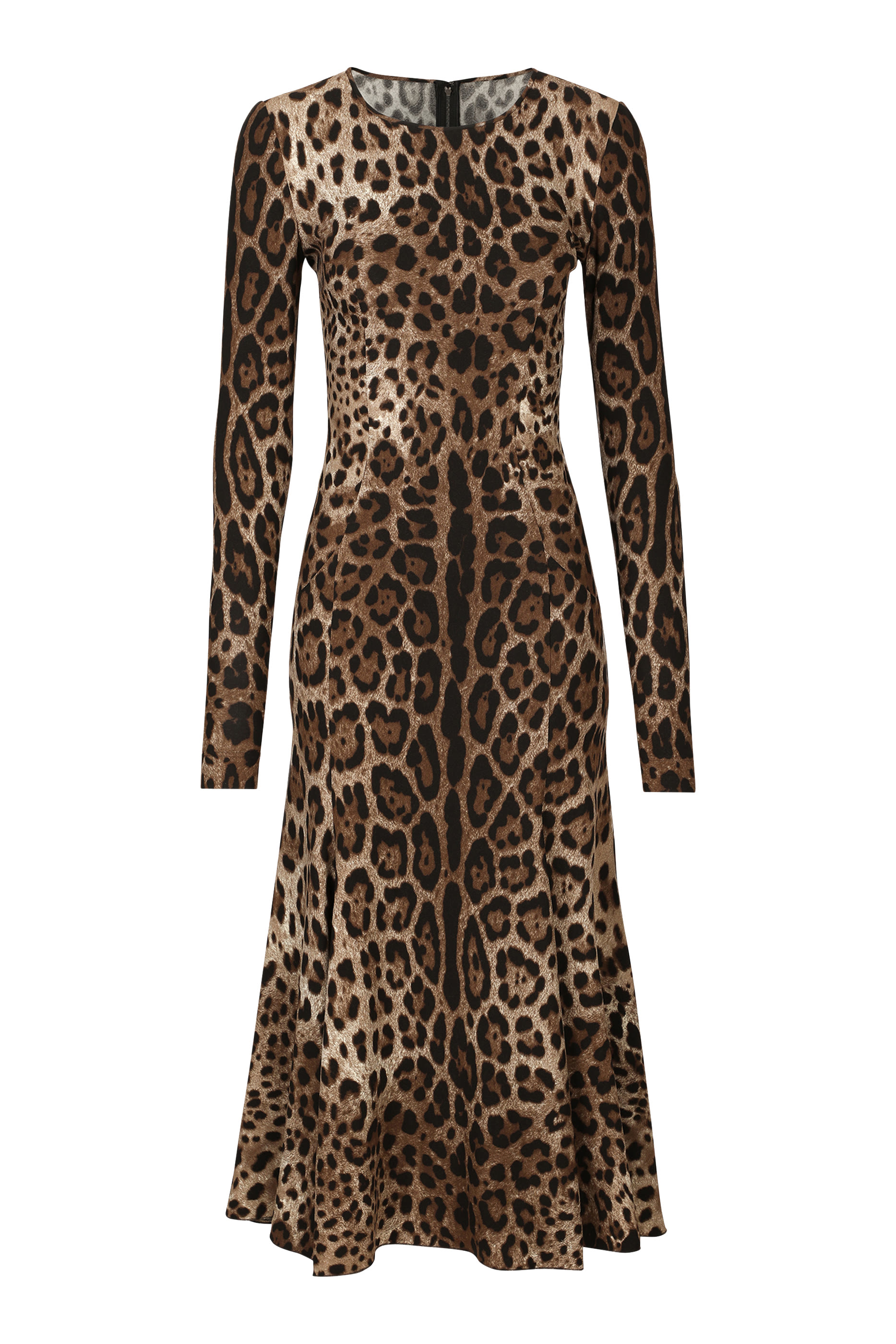 Leopard-Print Calf-Length Cady Dress