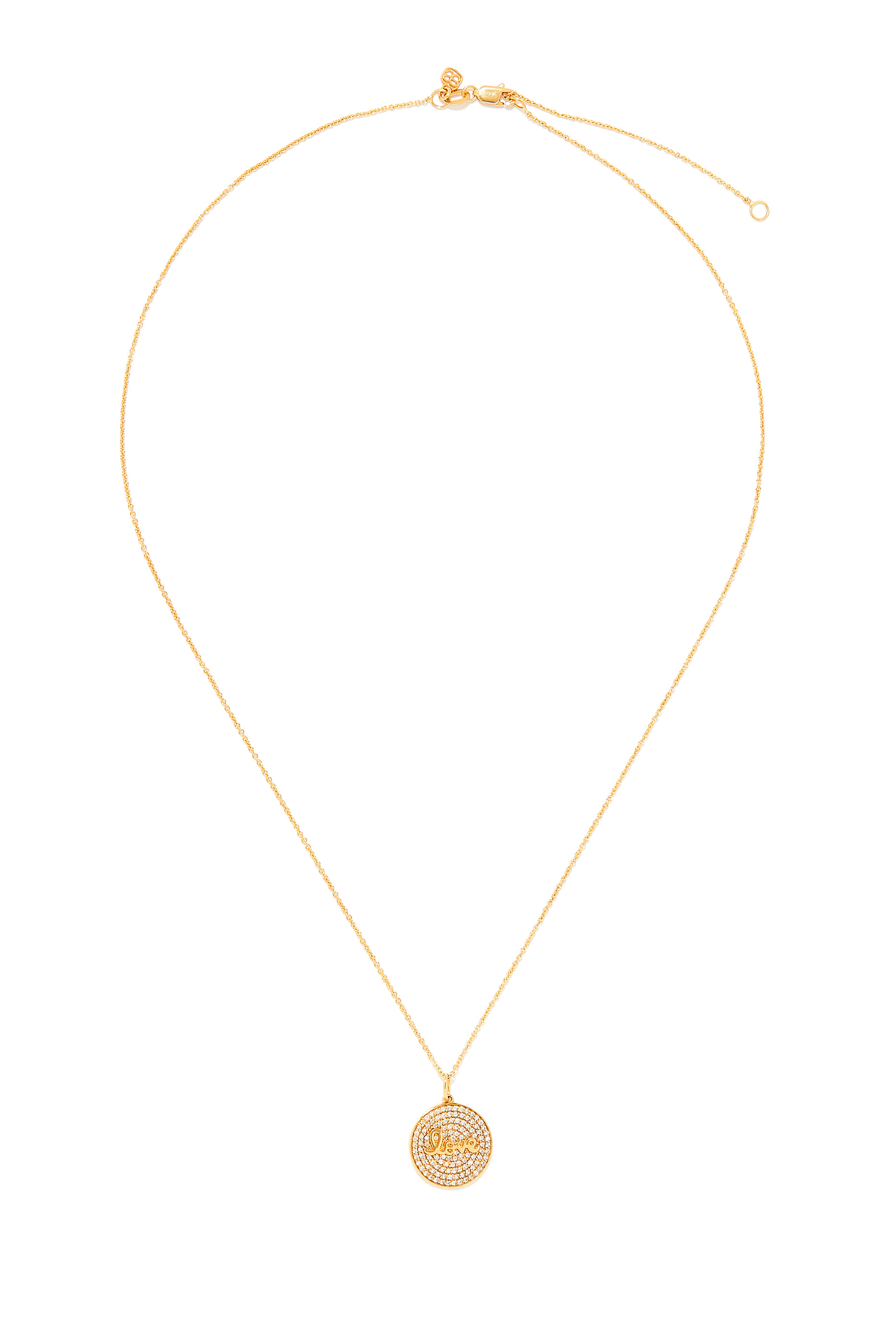 Love Charm Necklace, 14k Yellow Gold & Diamonds