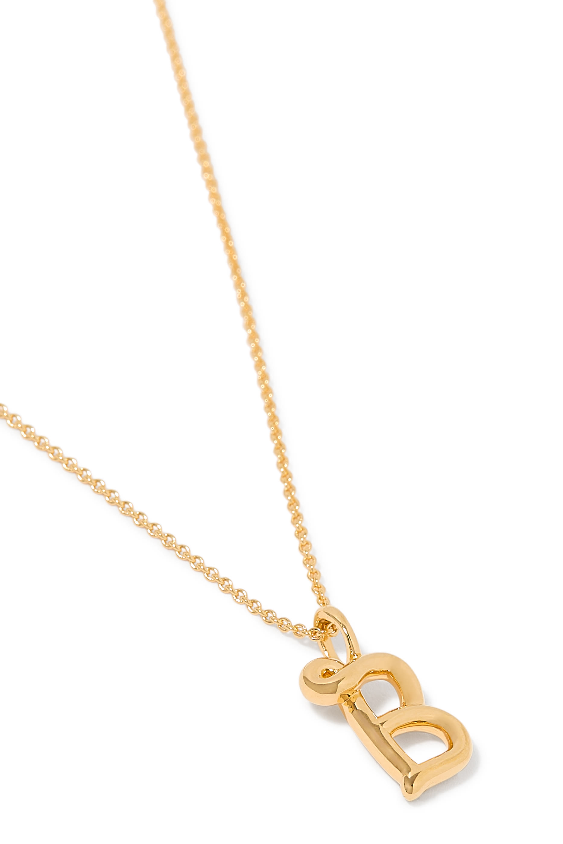 Curly Molten Mini Initial Necklace - B, 18k Recycled Gold Vermeil on Recycled Sterling Silver