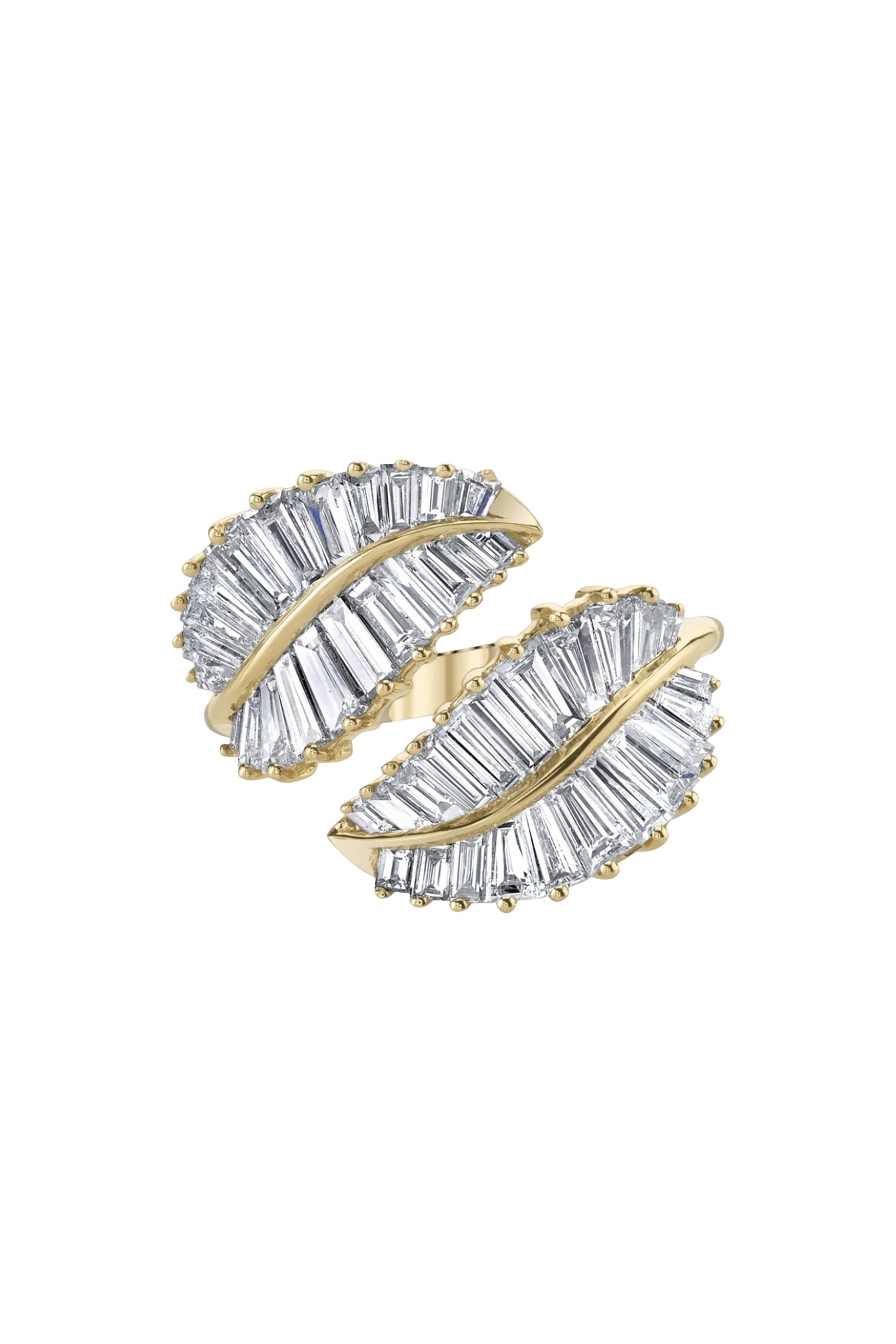 Classic Palm Leaf Diamond Ring, 18k Yellow Gold & Diamonds