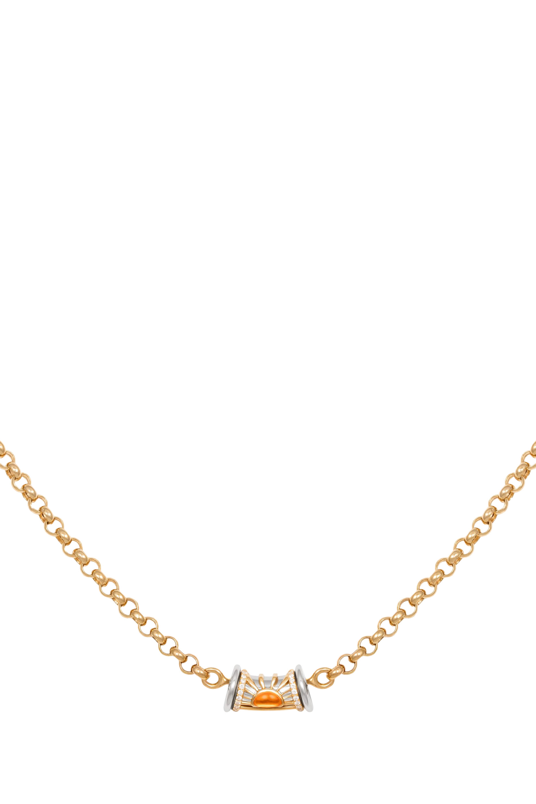 Warrior Dawn Necklace, 18k Yellow Gold & Citrine, Diamonds