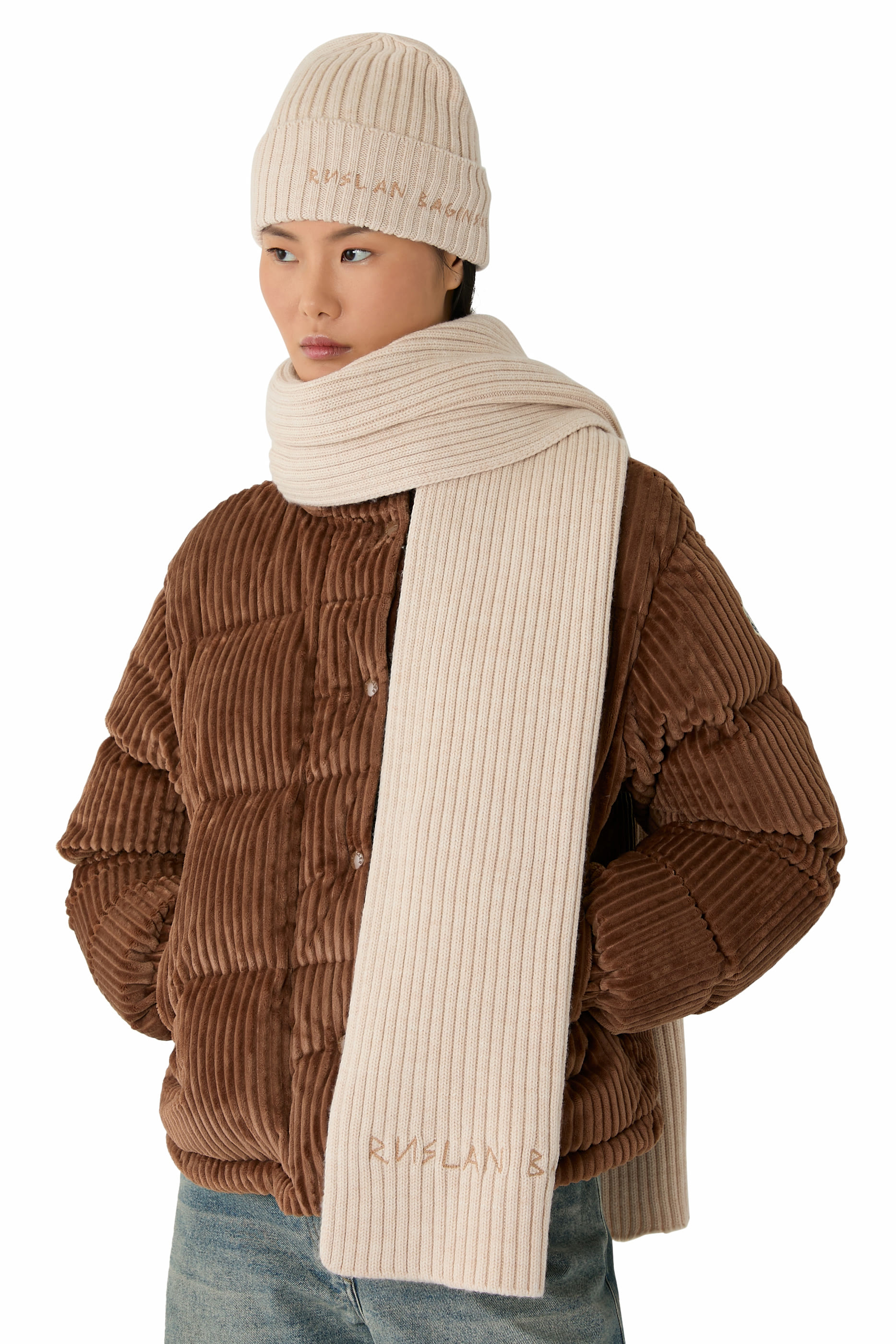 Monogram-Embroidered Wool Scarf