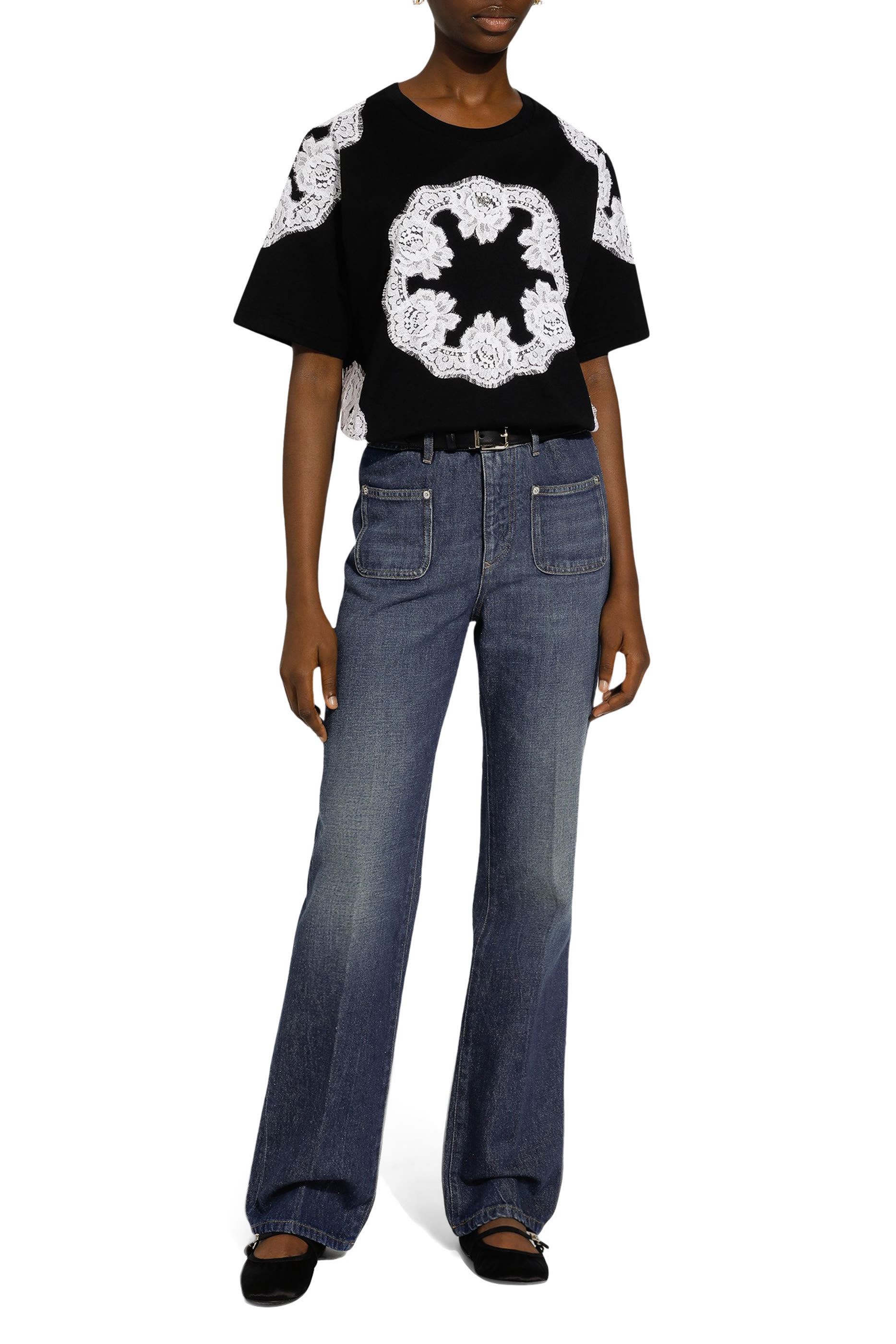 Logo & Lace Jersey T-Shirt