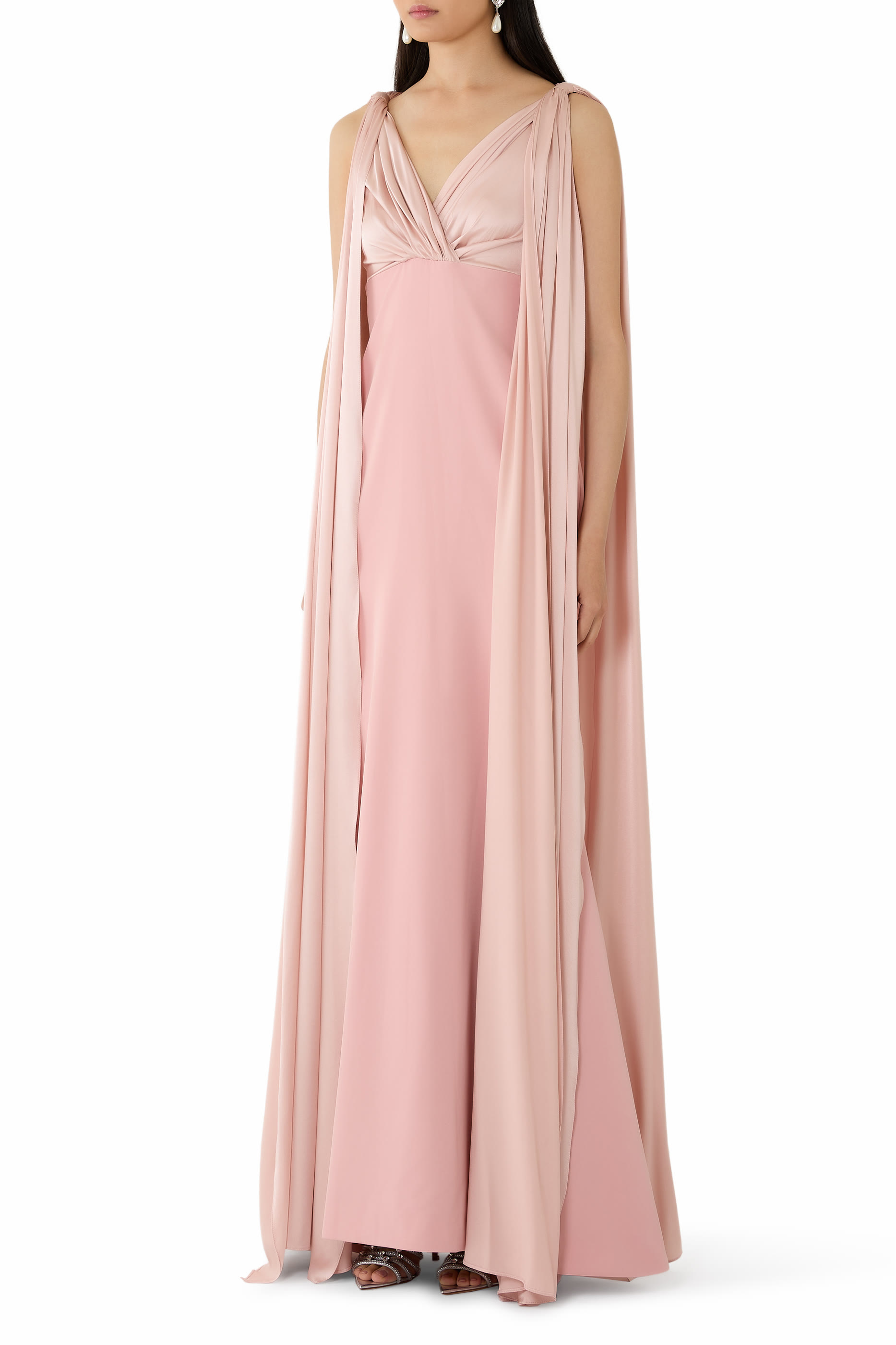 Aiman Silk Cape Long Dress