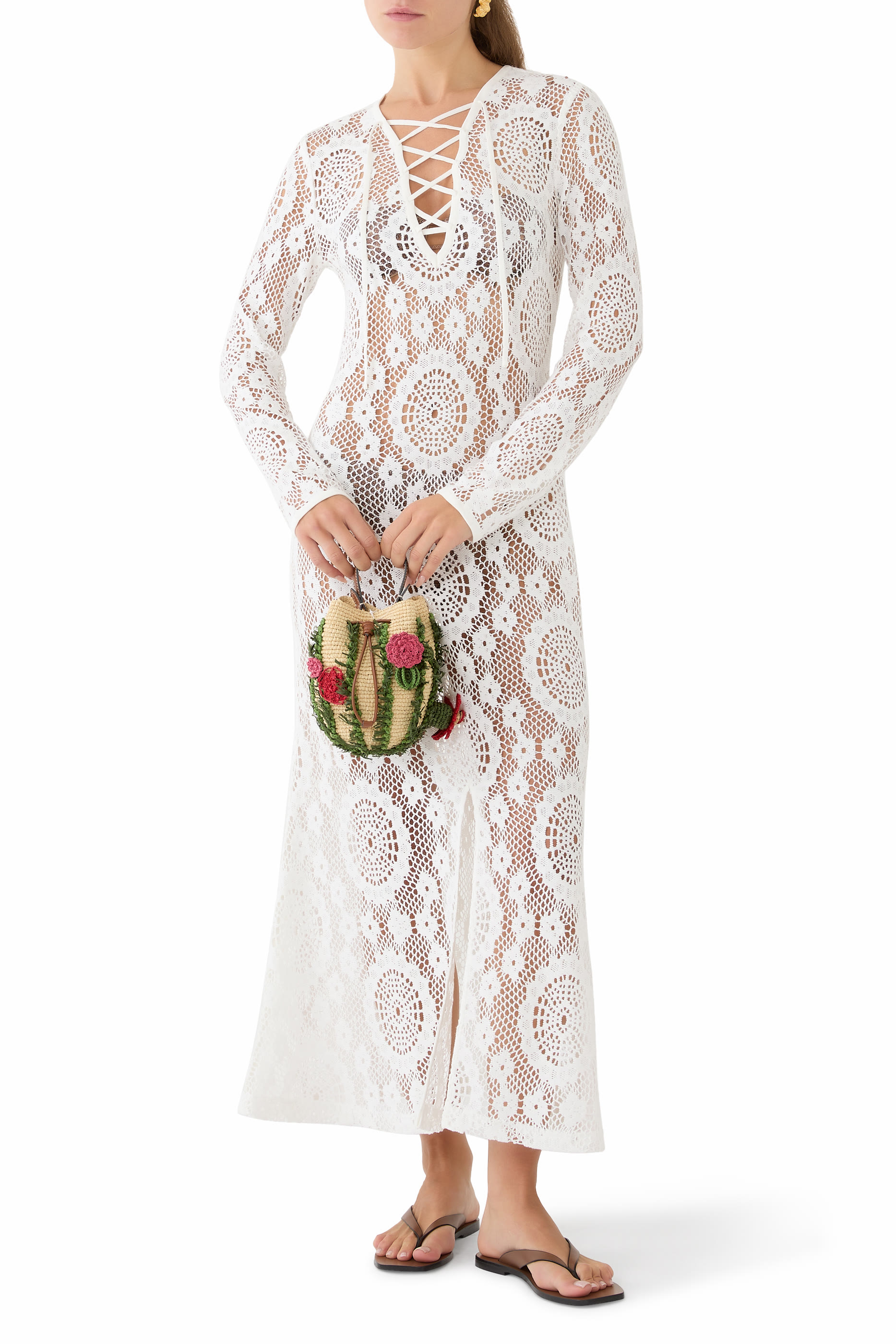 Hawthorne Lace Up Midi Dress