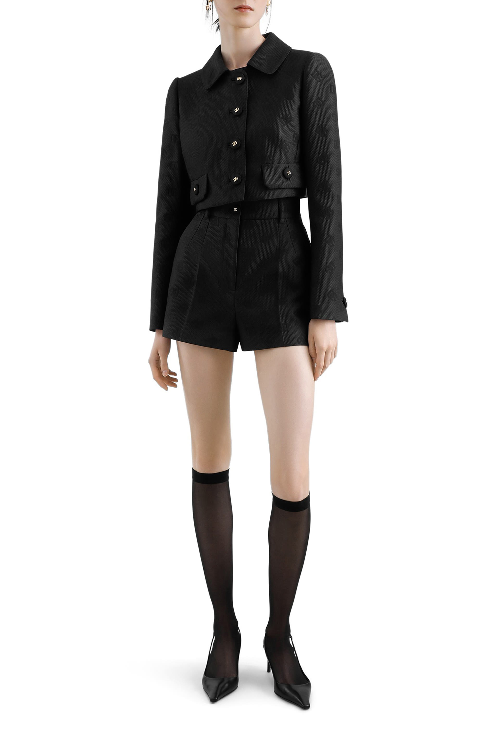 Short Jacquard Jacket with All-Over DG Logo