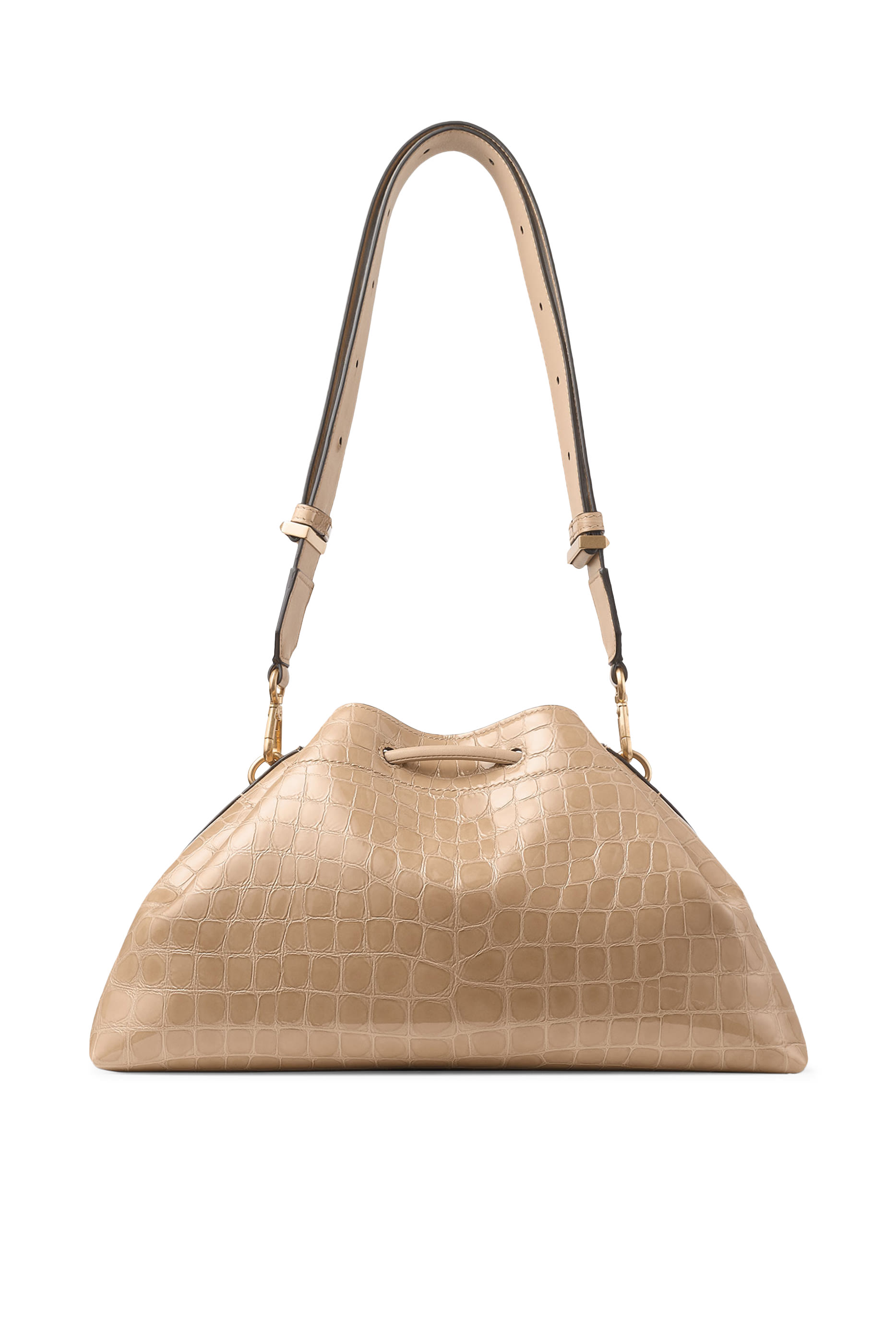 Cinch Croc-Embossed Medium Leather Bag