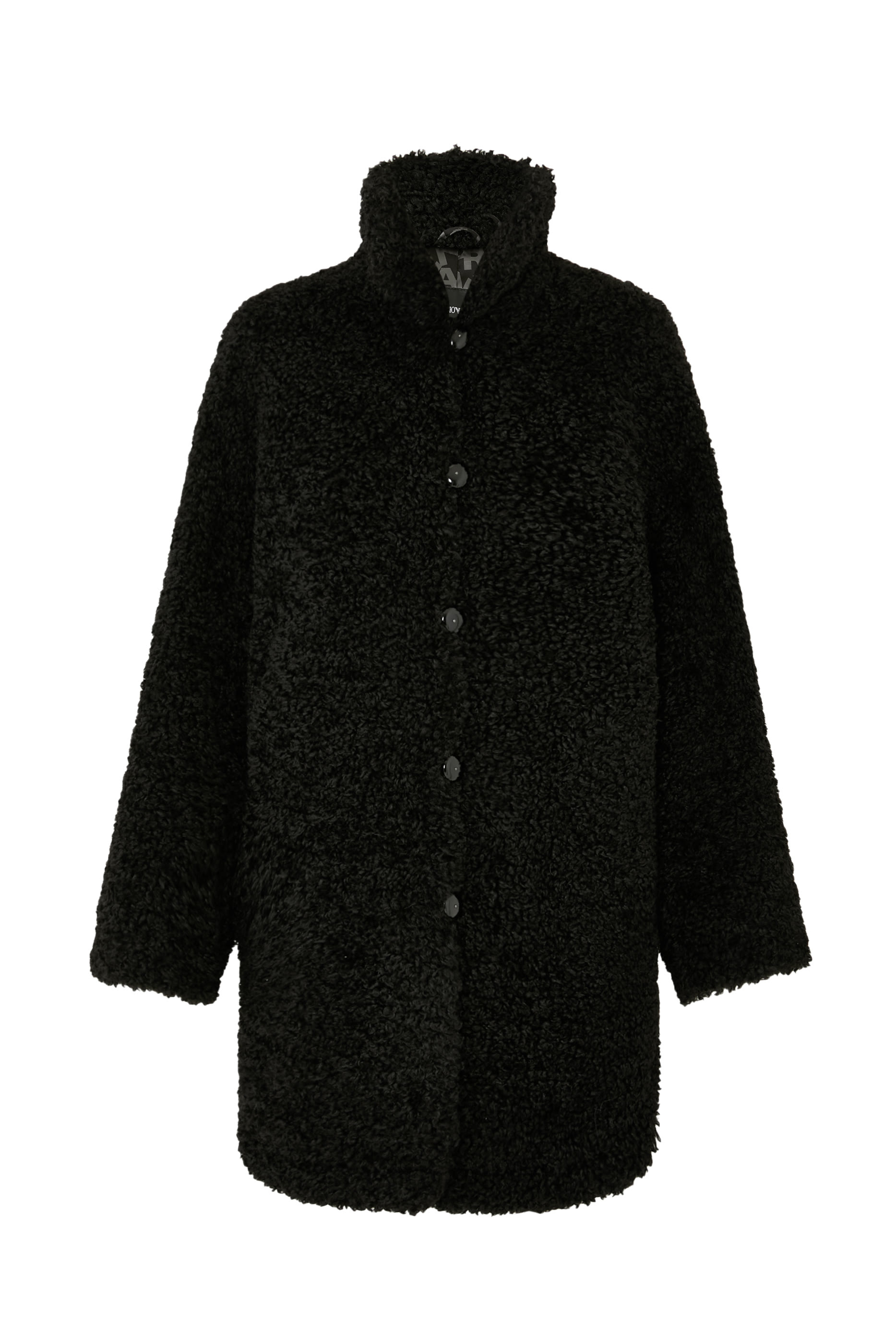 Boucl&eacute; Cloth Coat with Off-Centre Closure
