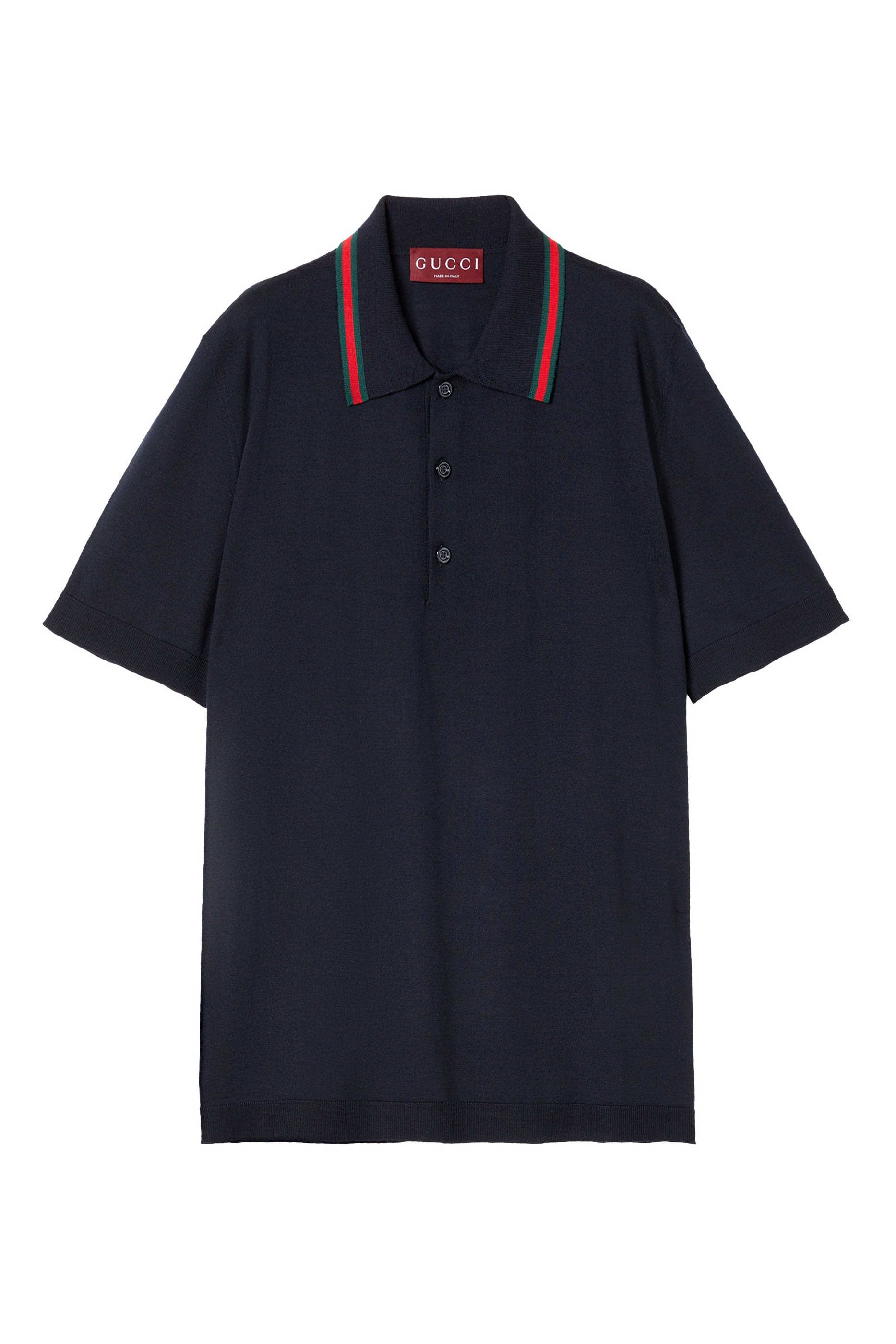 Wool Knit Polo Shirt with Web