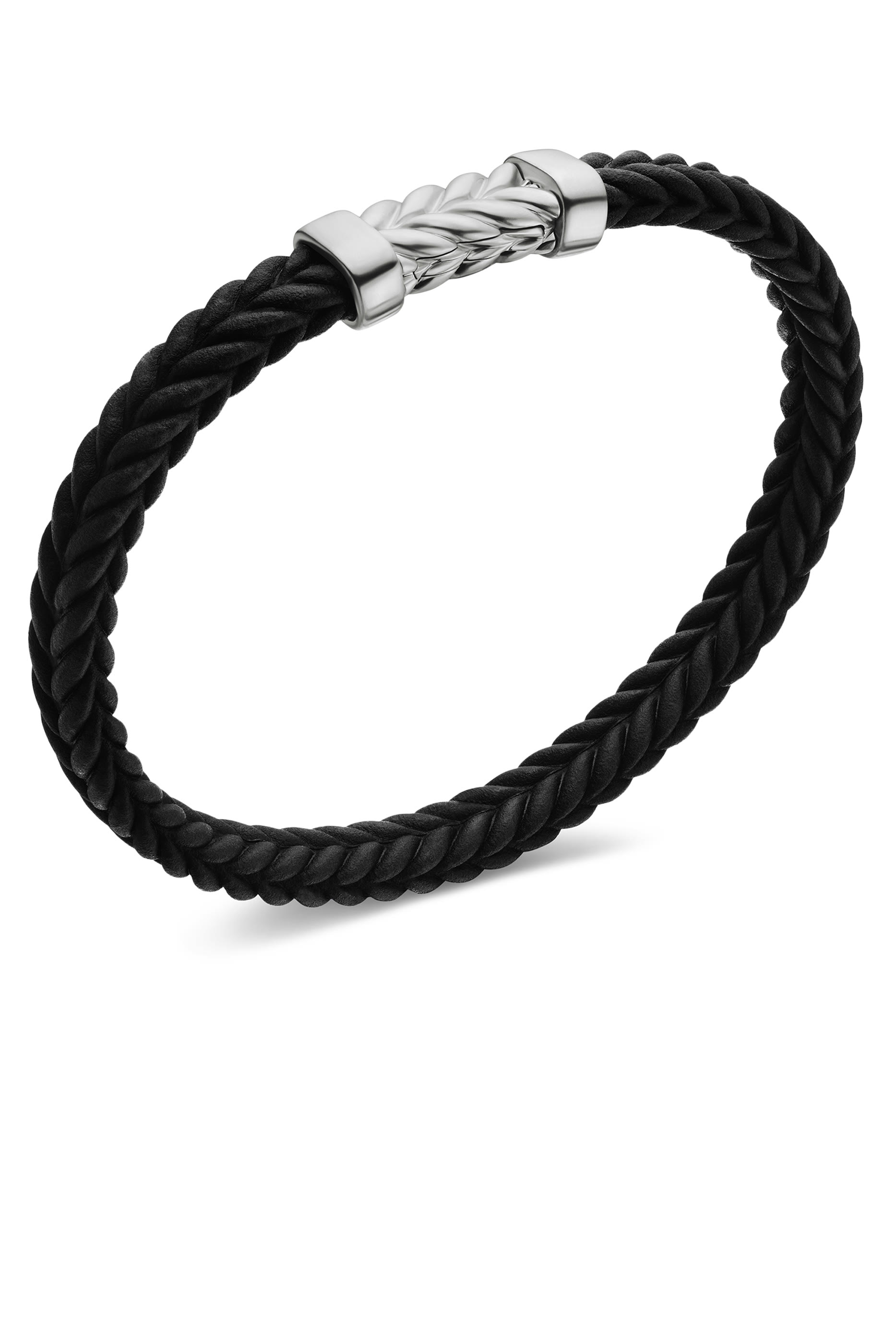  Chevron Bracelet,  Sterling Silver & Black Rubber
