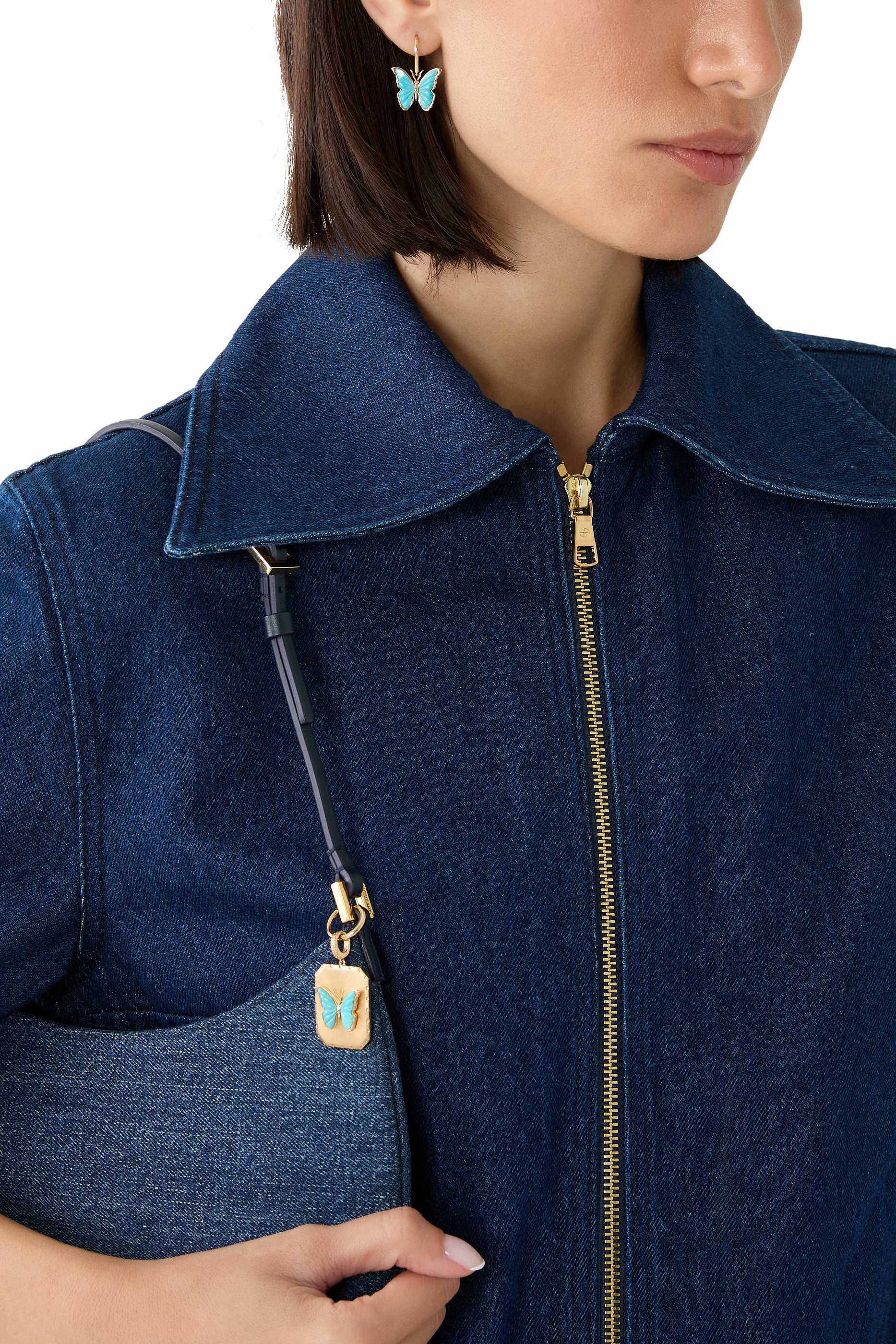 Butterfly Earrings, 18K Yellow Gold &  Turquoise