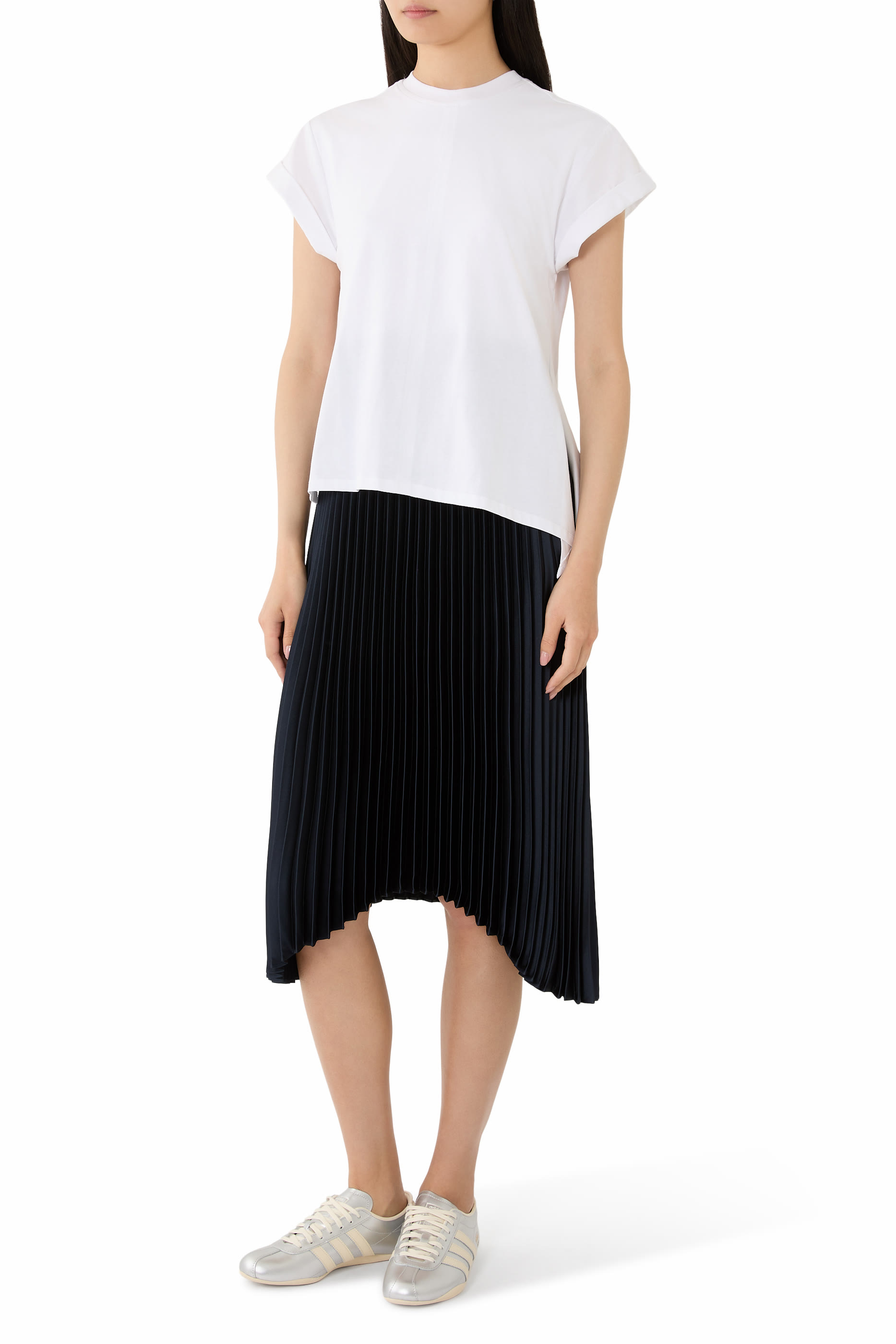  T-Shirt Combo Dress with Pleated Skirt 