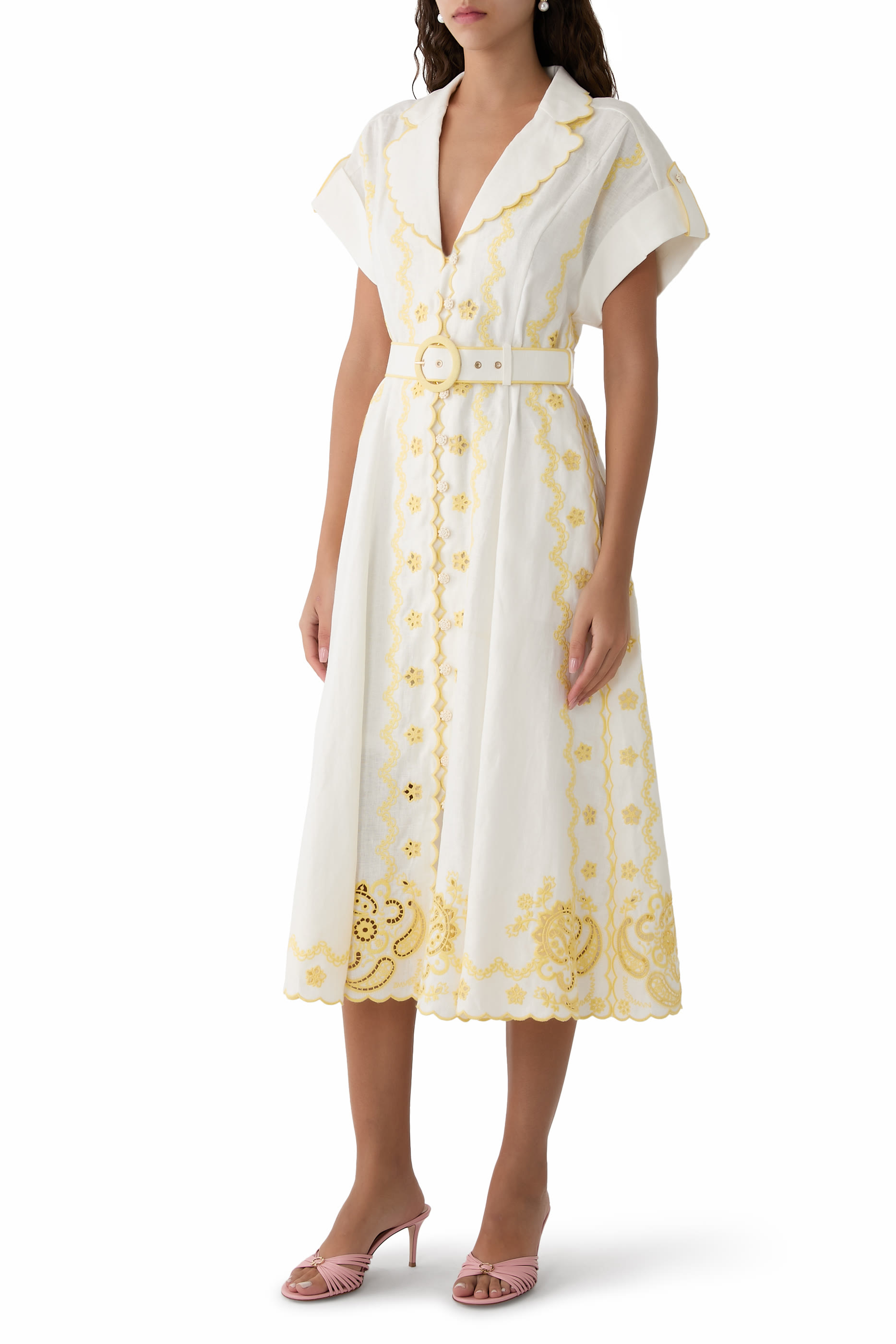 Lucky Embroidered Midi Dress