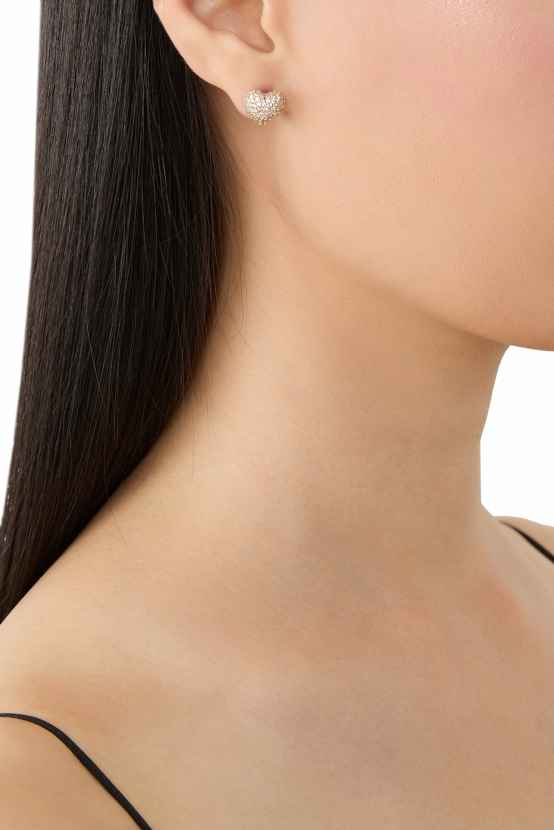 Amour Pav&eacute; Earrings, Plated Alloy & Cubic Zirconia