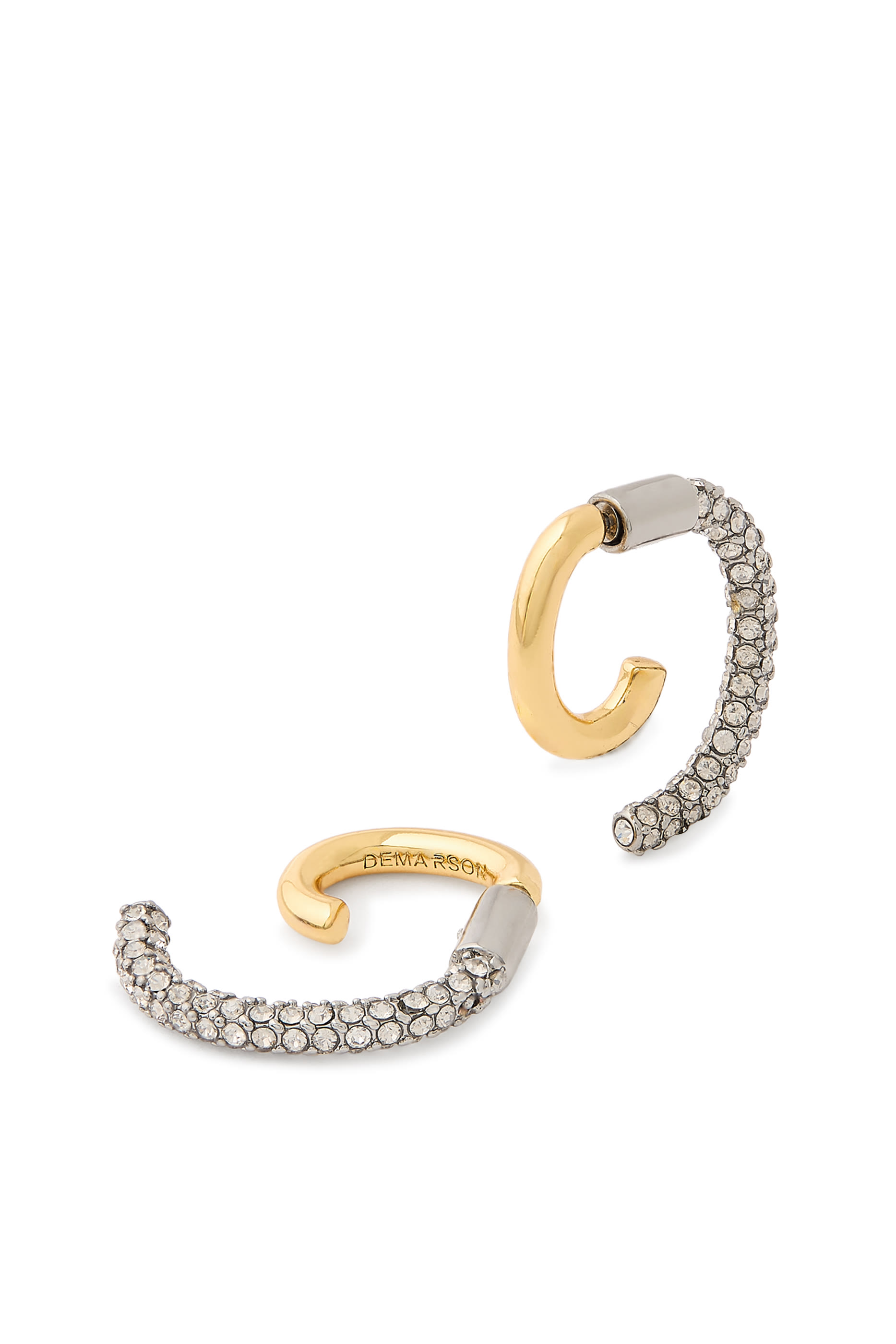  Luna Mini Pav&eacute; Earrings, 12K Gold Plated Brass & Crystals