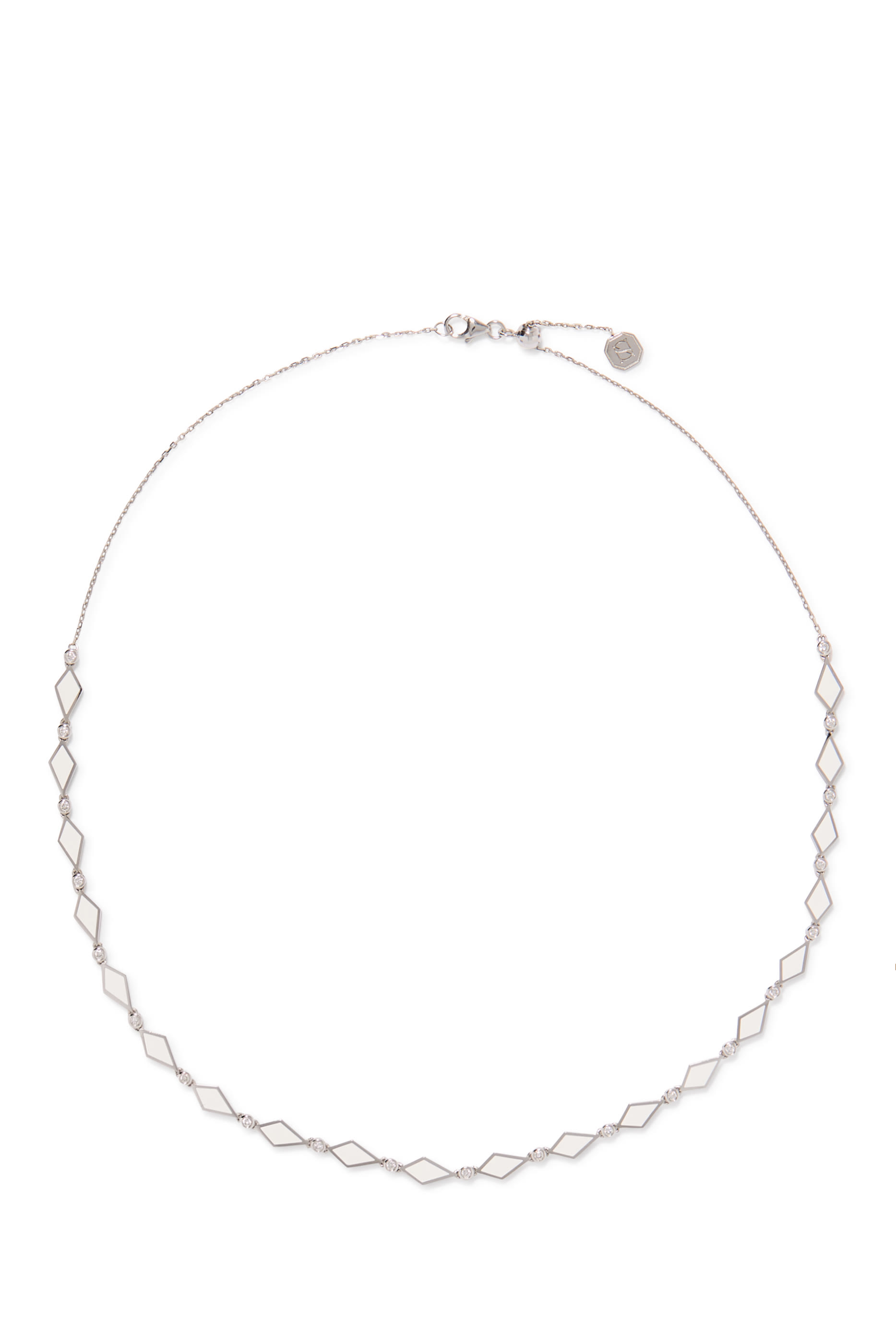 Mosaic Choker, 18K White Gold with Enamel & Diamonds