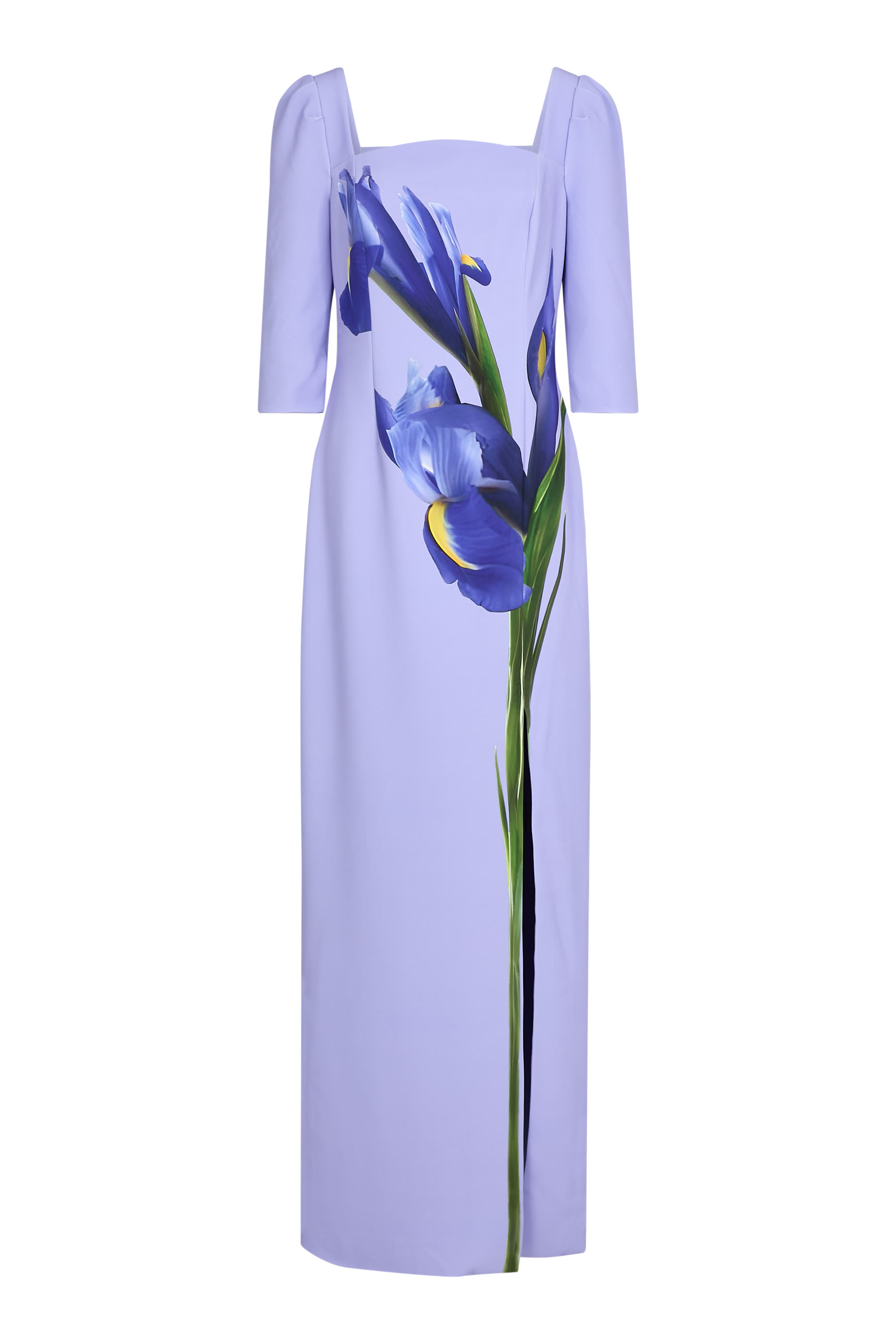  Crepe Digital Flower Print Column Gown