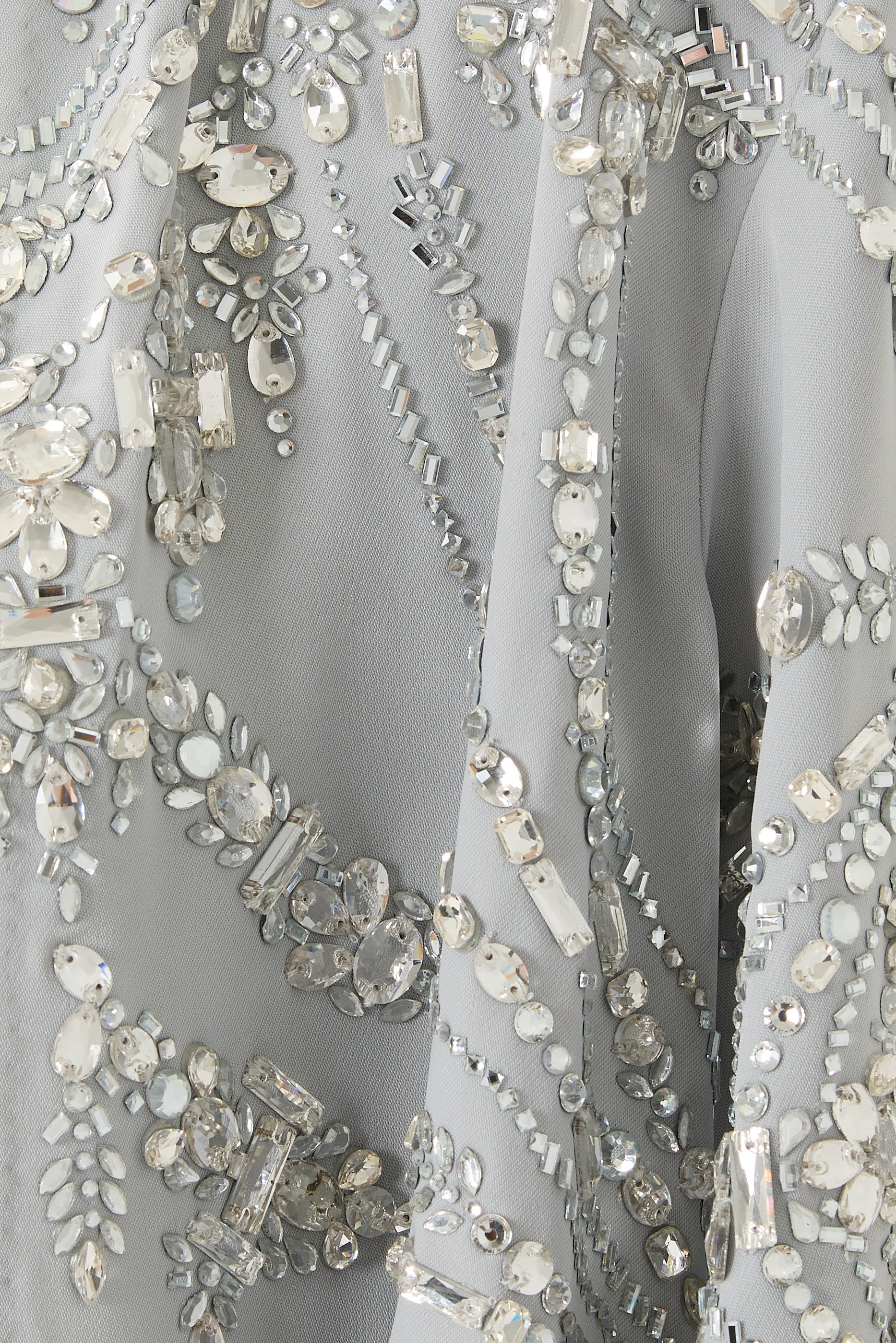 Thick Satin Crystal and Fringed Scarf Jalabiya