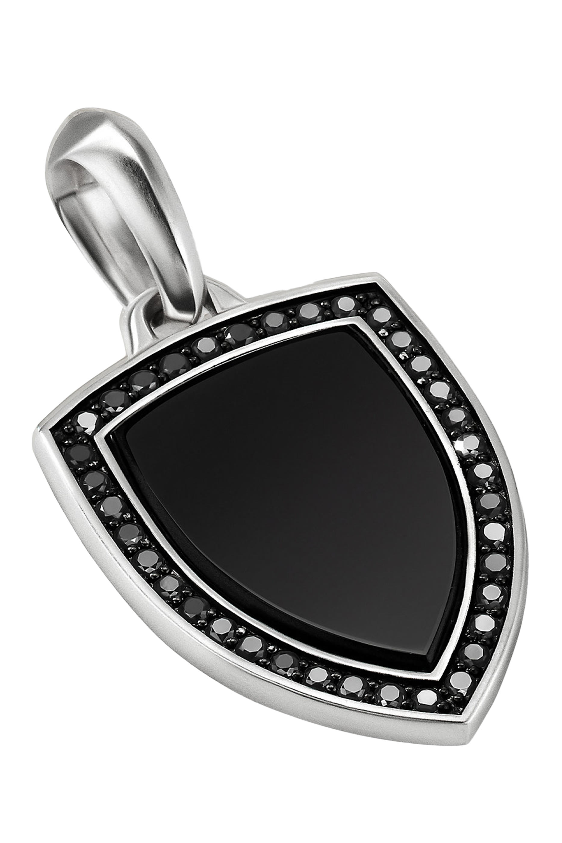 Shield Amulet, Sterling Silver, Black Onyx & Black Diamonds