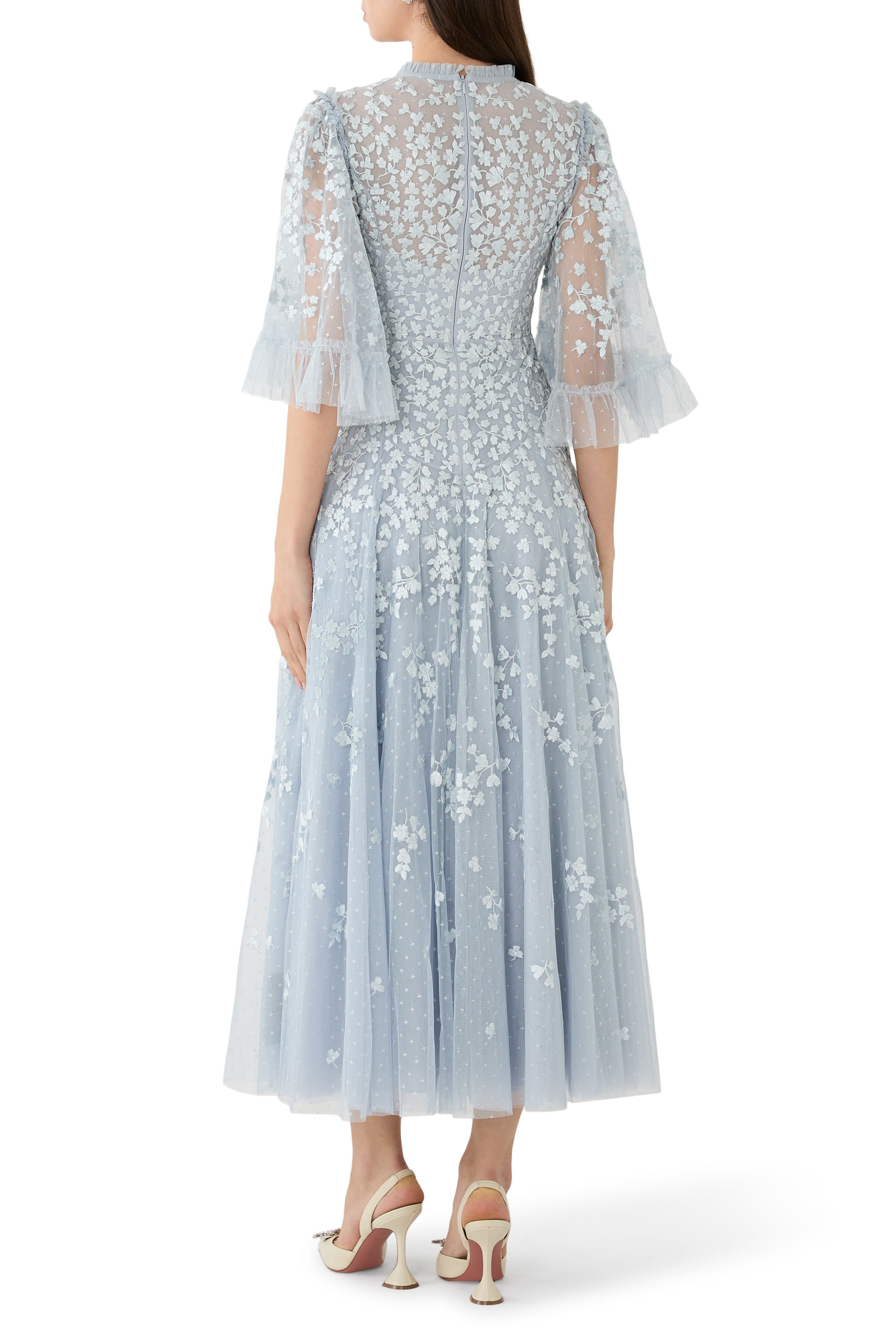 Scatter Blossom Round Neck Ankle Gown