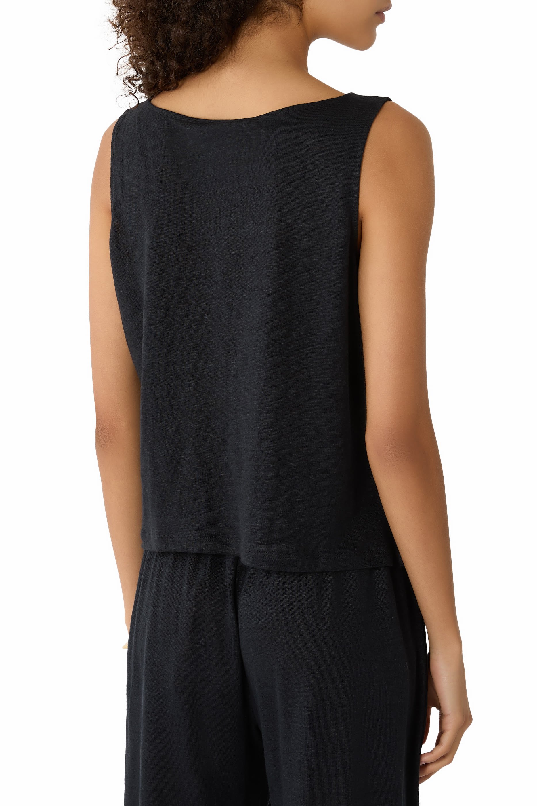 Organic Linen Knit Boat Neck Crop Tank